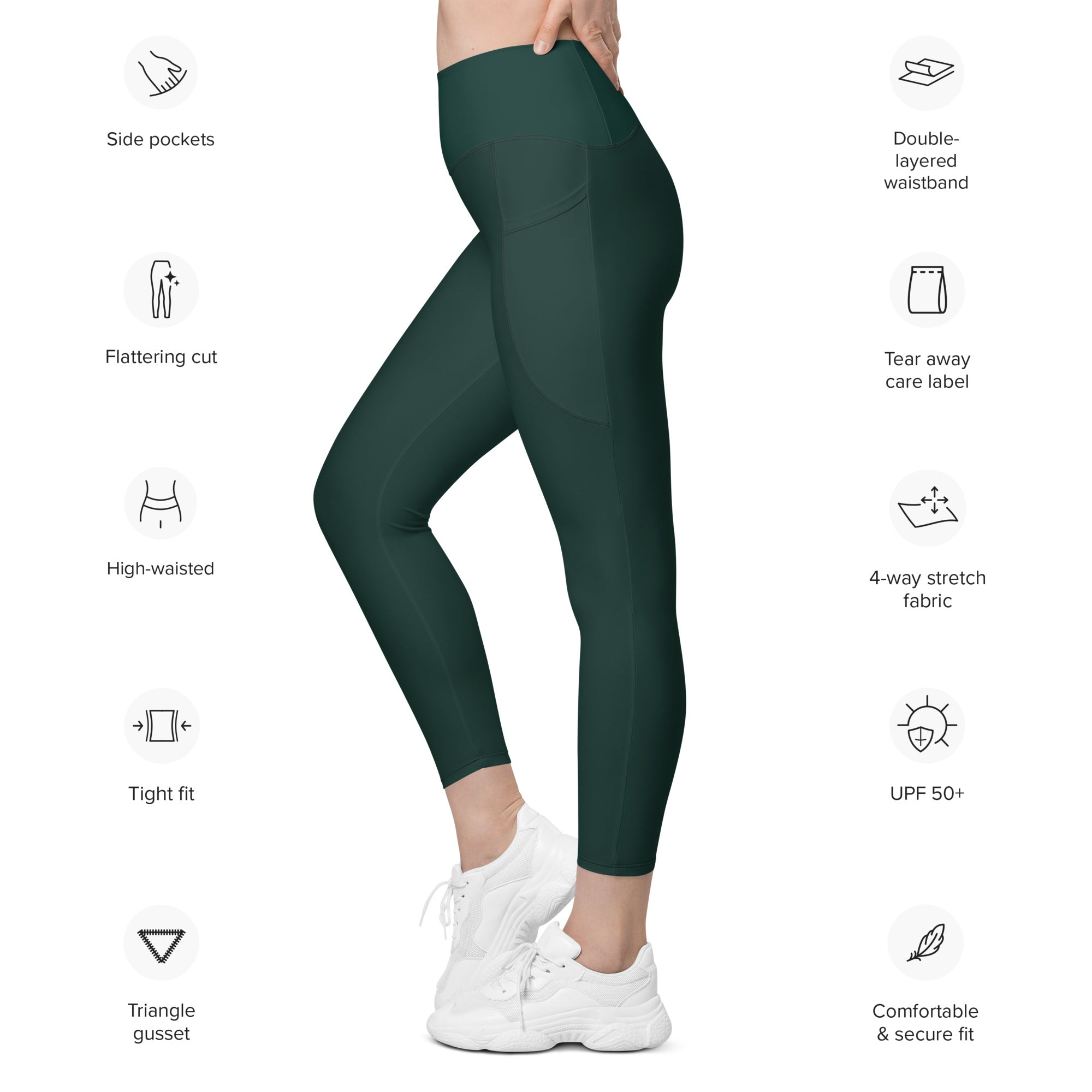 Women's-high-waisted-green-leggings-with-pockets