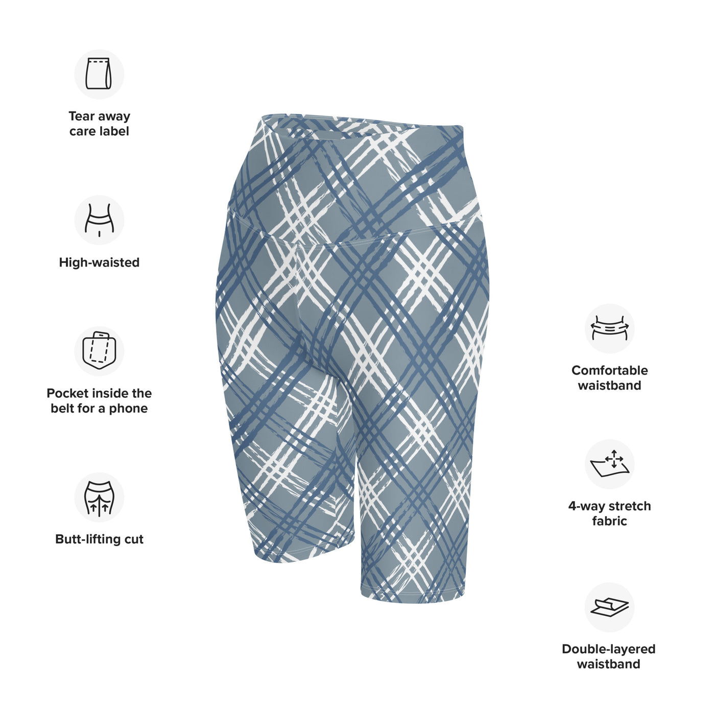 Azure Lattice Biker Shorts: Comfortable & Stylish