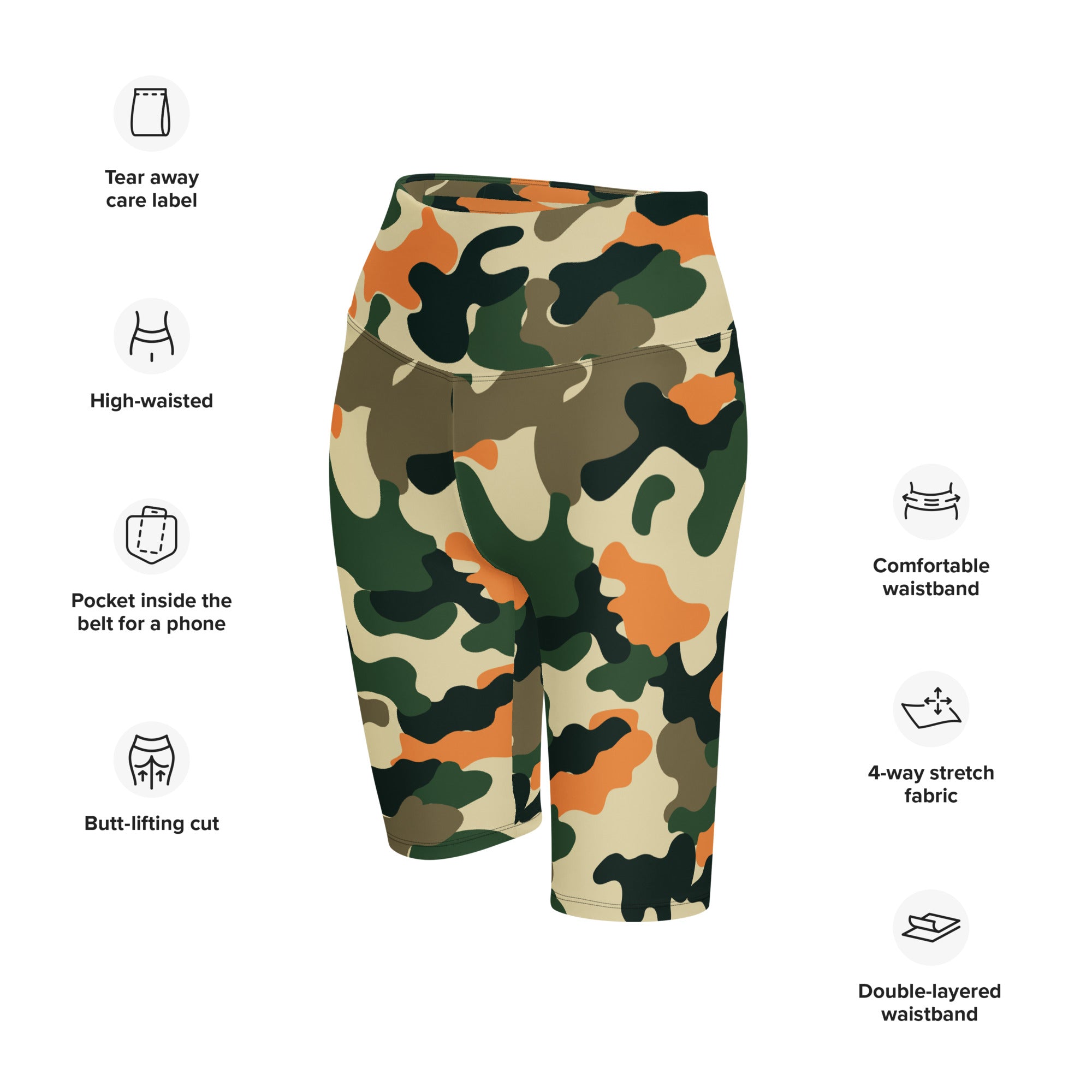 Women's-high-waisted-camo-biker-shorts