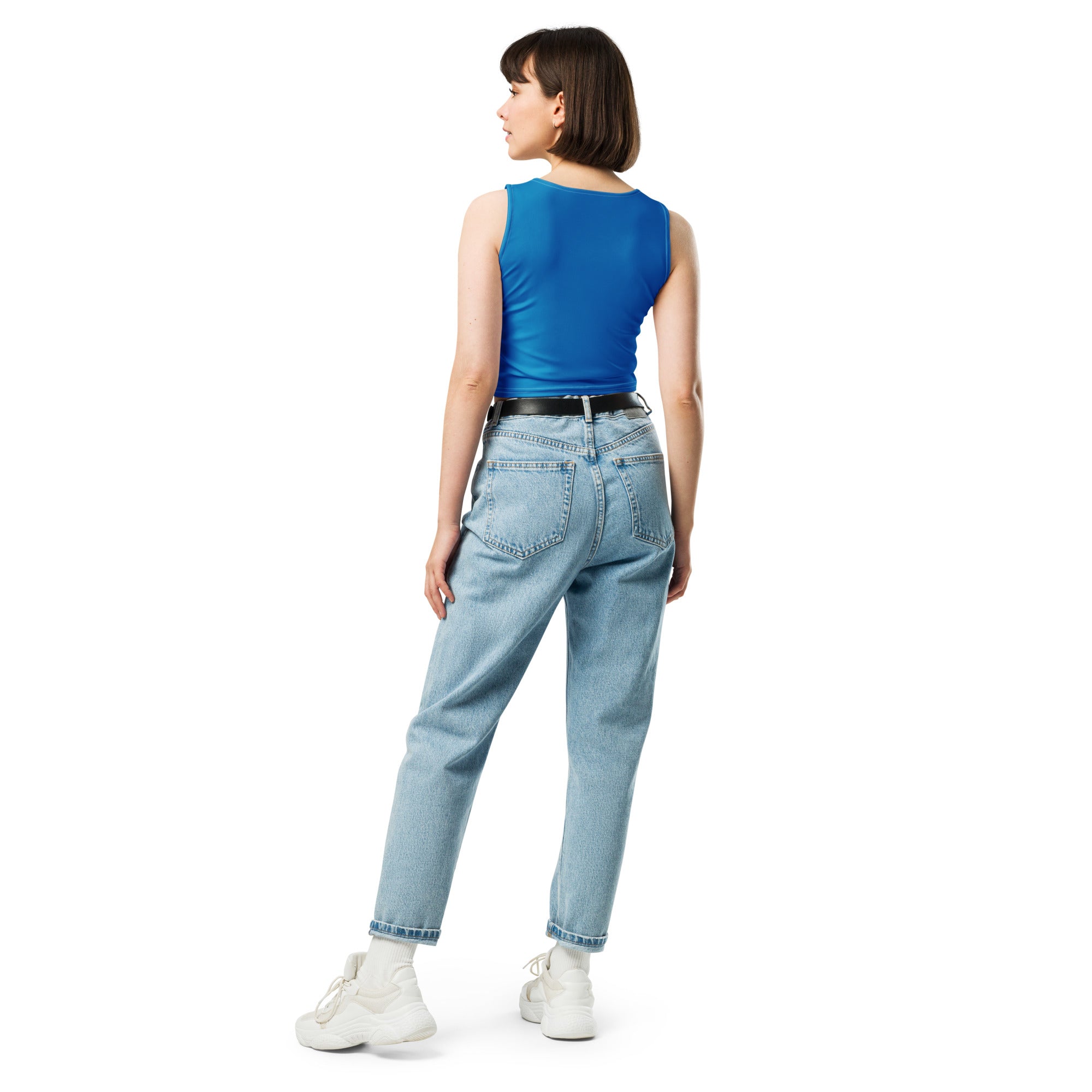 Women's-moisture-wicking-blue-crop-top