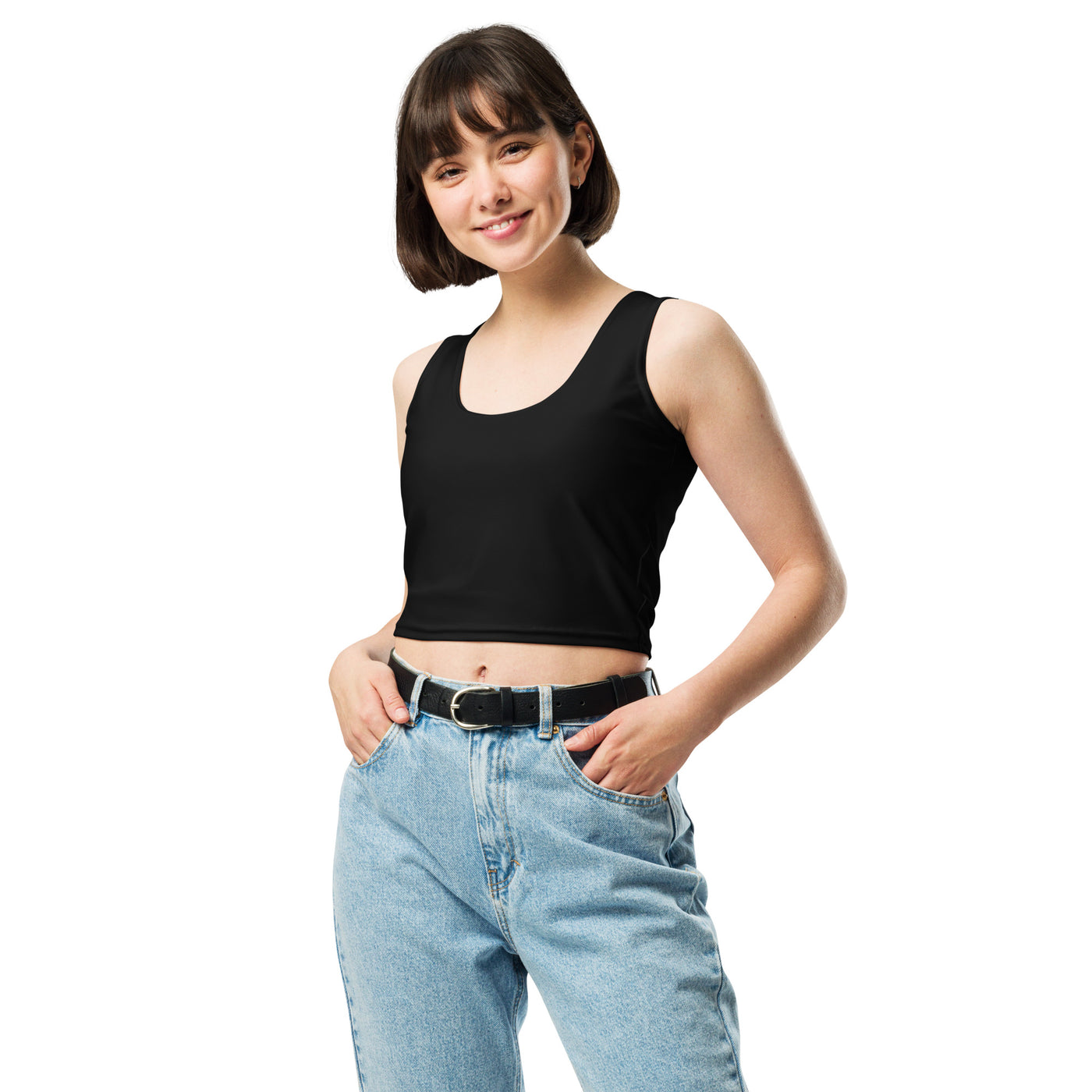 Women's-moisture-wicking-black-crop-top