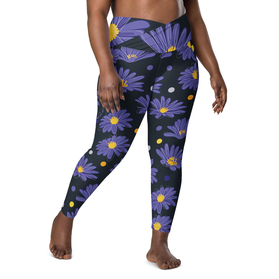 Women's-high-waisted-black-floral-crossover-leggings-with-pockets