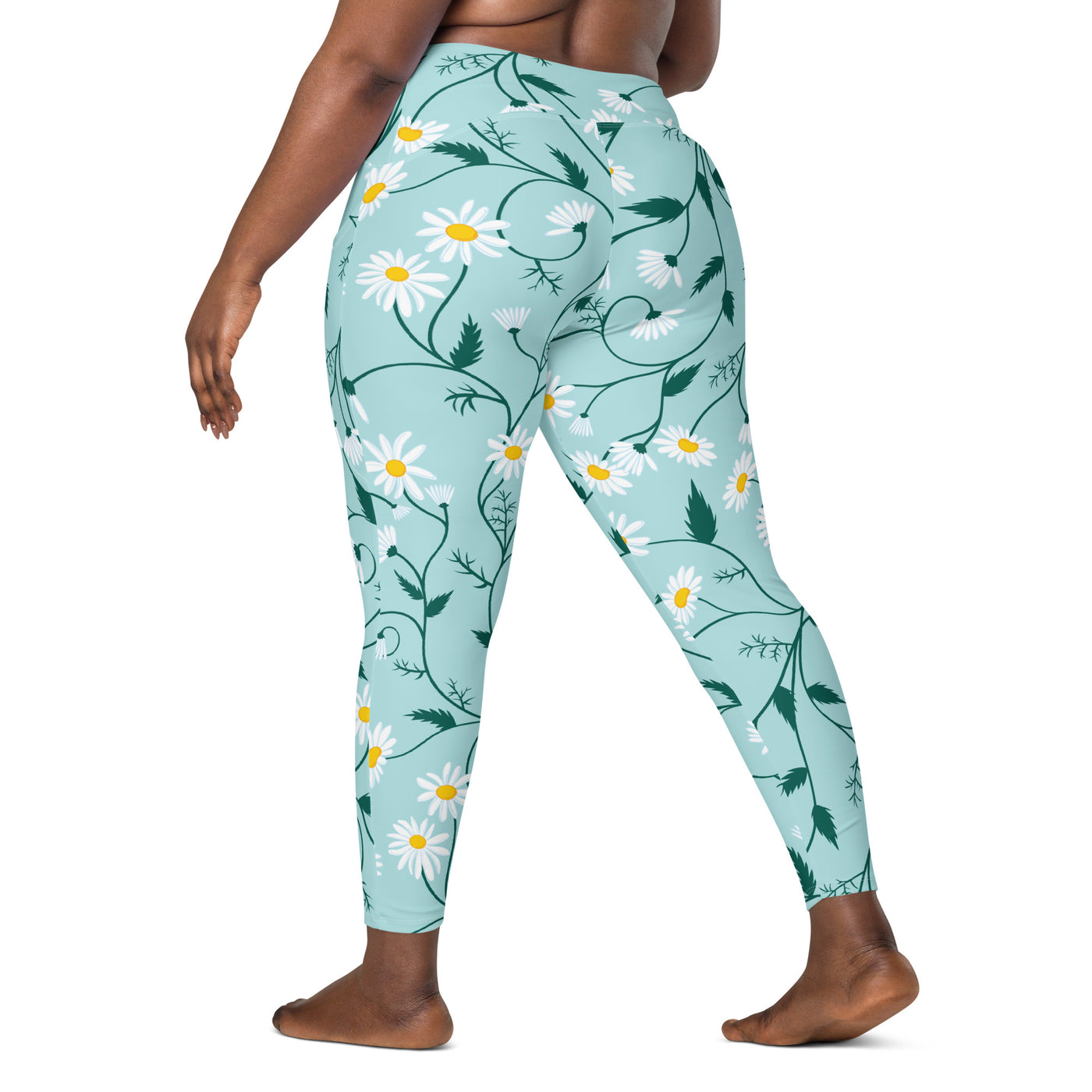 Daisy Bloom Plus Size Crossover Leggings with Pockets