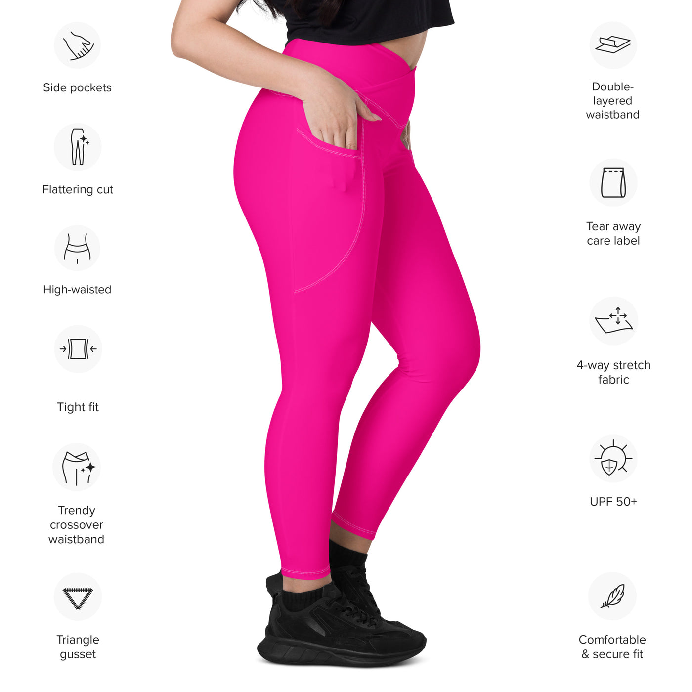 Pink Paradise Plus Size Crossover Leggings with Pockets
