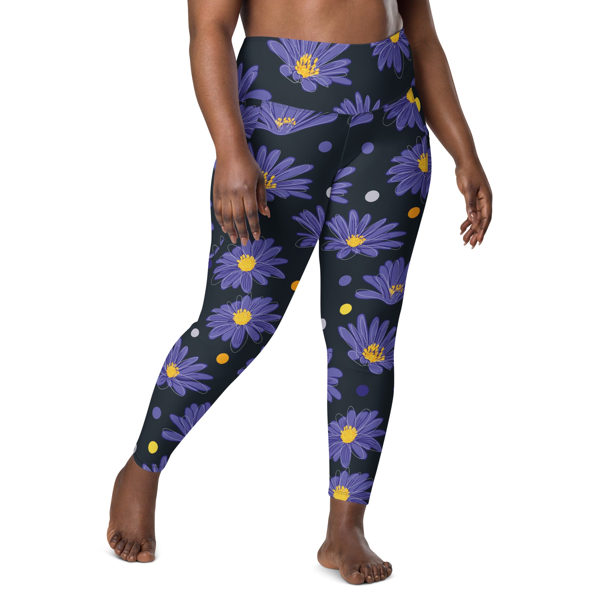 Women's-high-waisted-black-floral-leggings-with-pockets