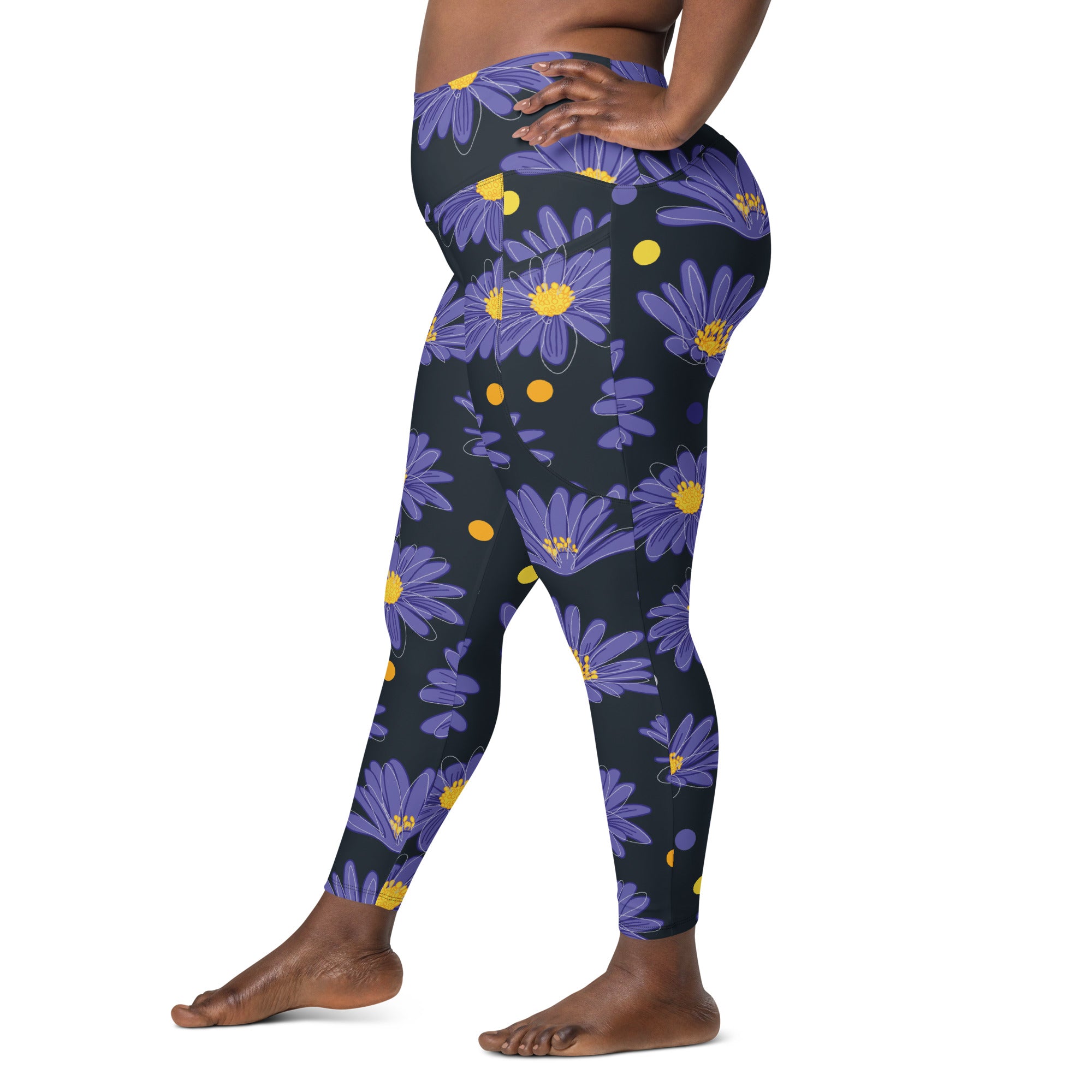 Women's-high-waisted-black-floral-leggings-with-pockets