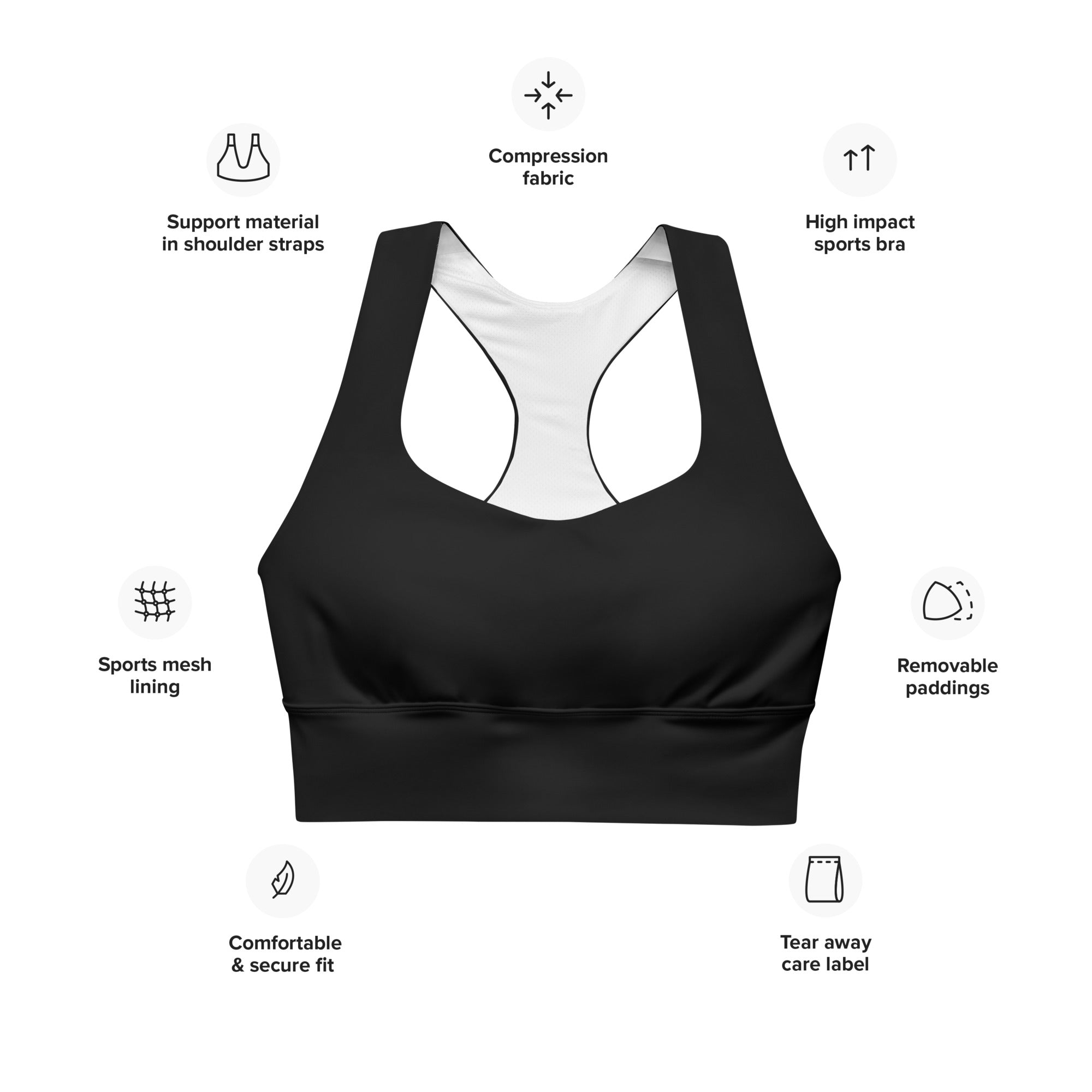 Women's-maximum-support-black-sports-bra