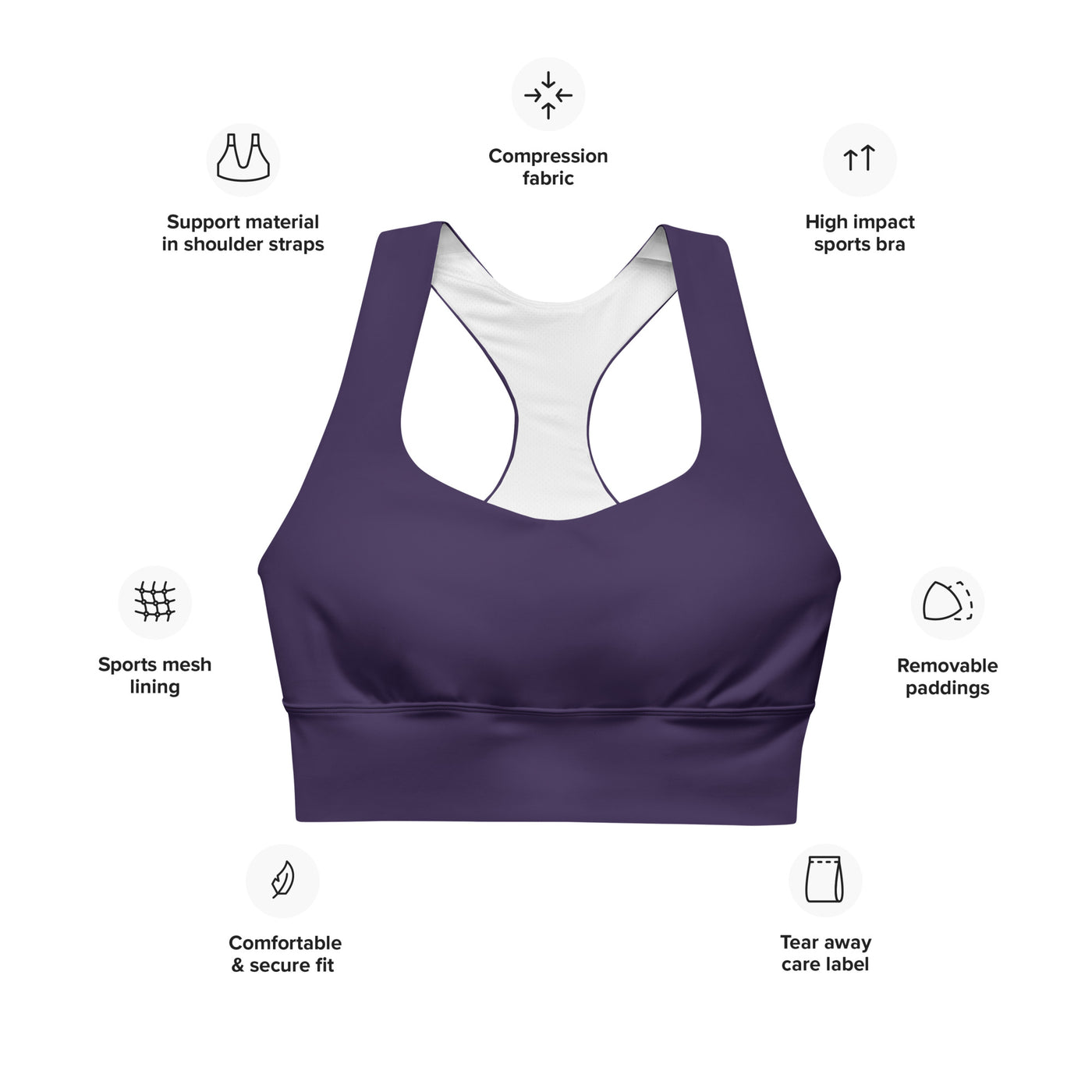 Women's-maximum-support-dark-purple-sports-bra