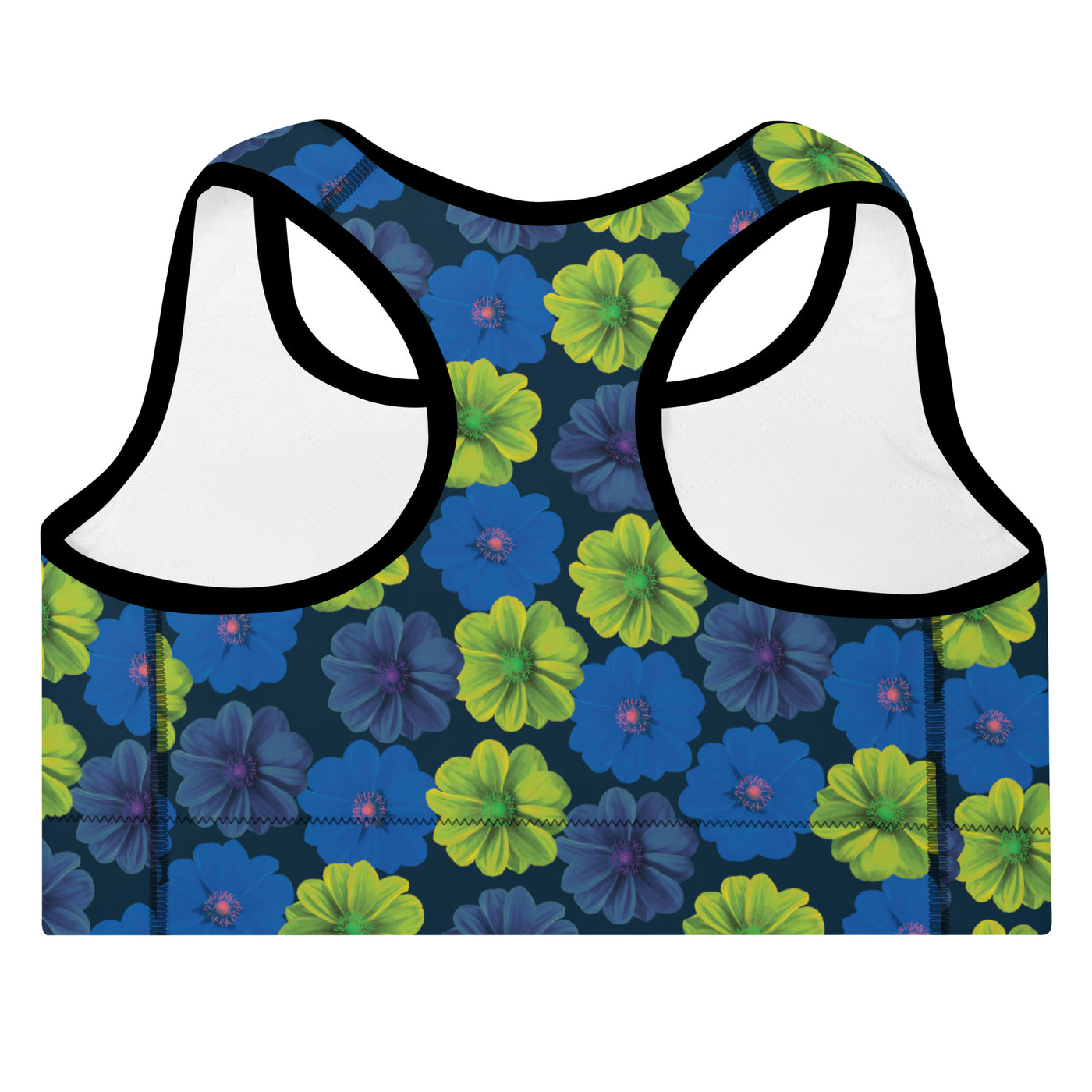 Women's-medium-support-navy-blue-floral-sports-bra