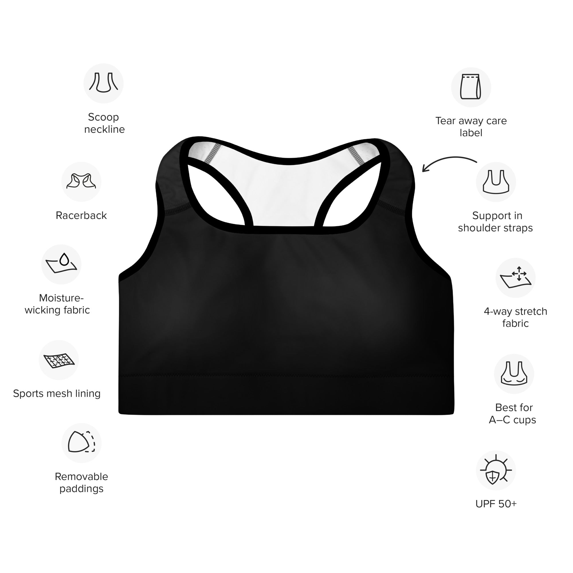 Women's-medium-support-black-sports-bra