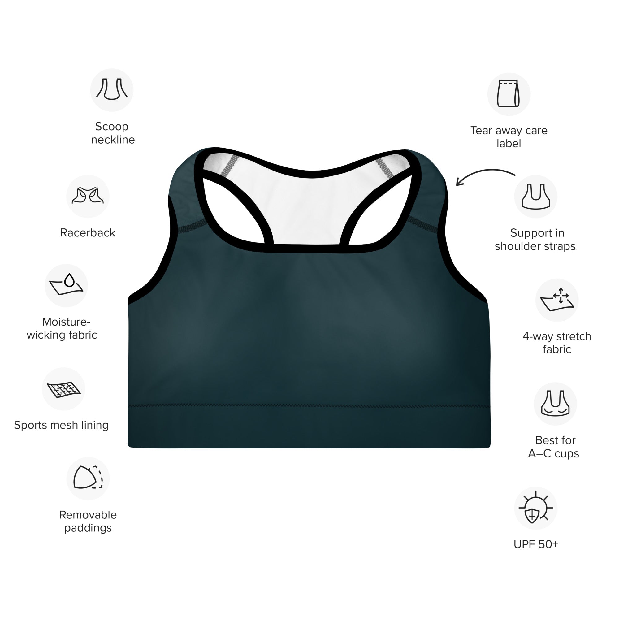 Women's-maximum-support-dark-green-sports-bra