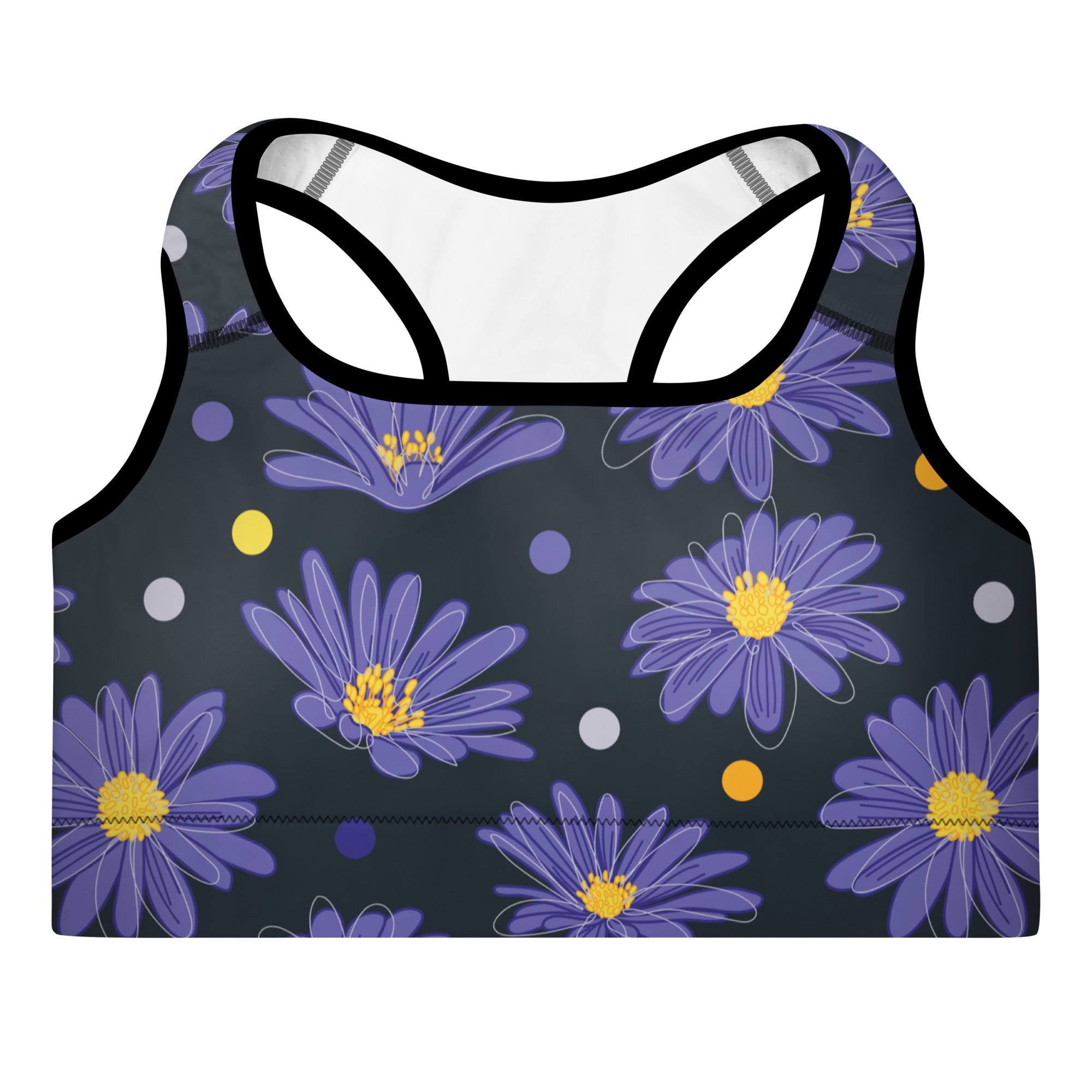 Women's-medium-support-black-floral-sports-bra