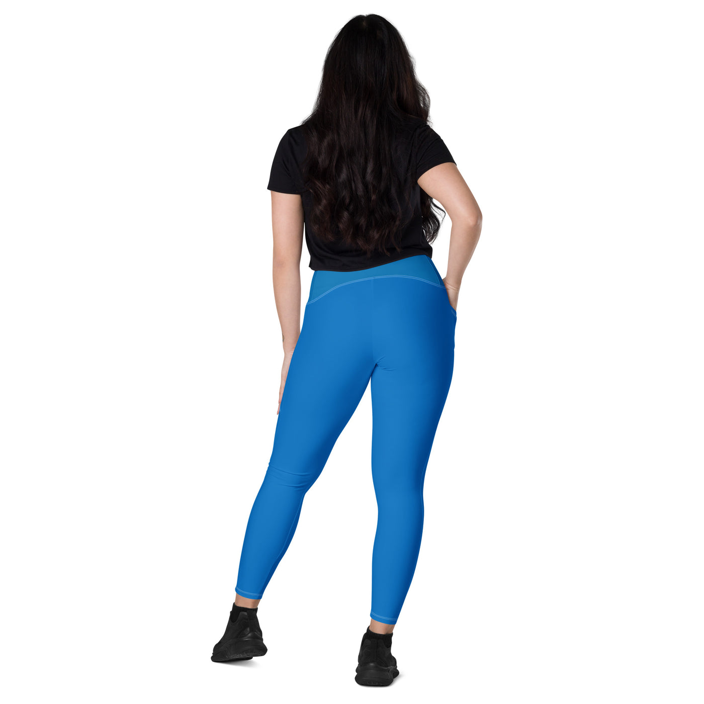 Women's-high-waisted-blue-crossover-leggings-with-pockets