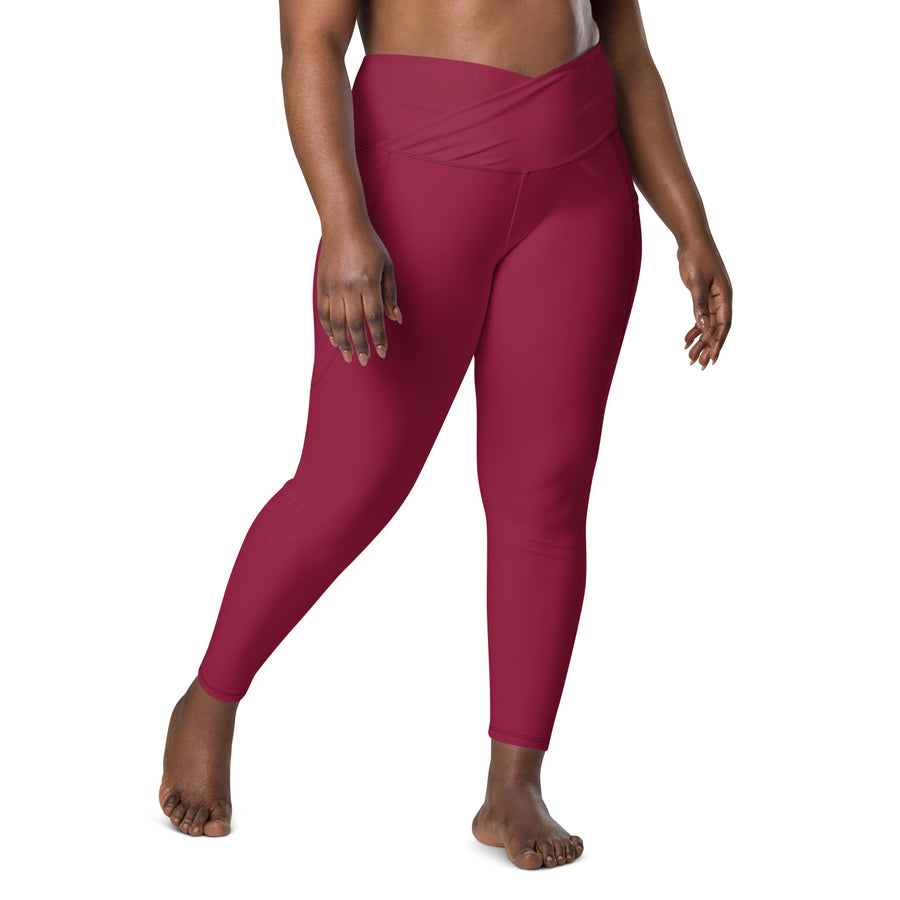 Women's-high-waisted-red-crossover-leggings-with-pockets