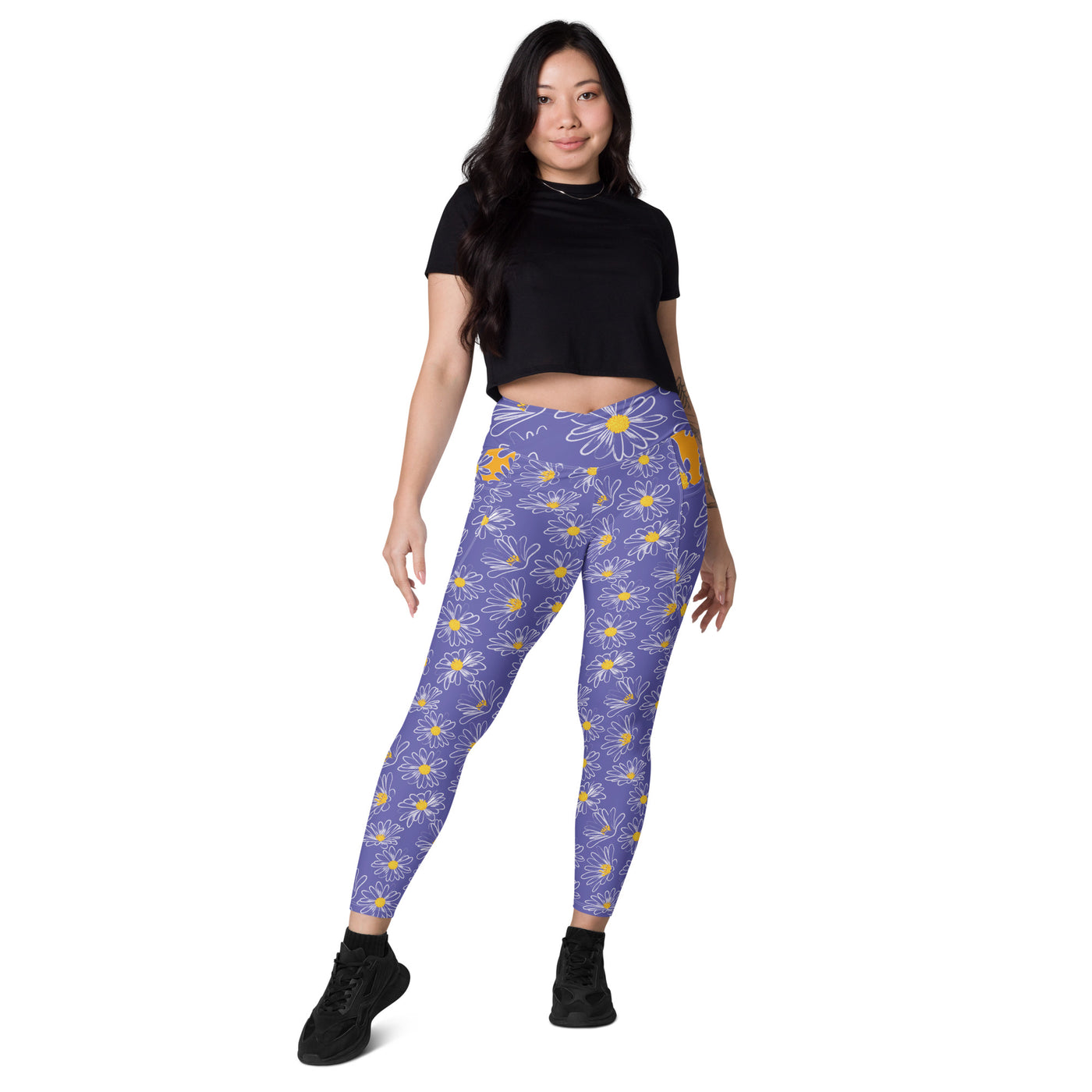 Women's-high-waisted-purple-floral-crossover-leggings-with-pockets