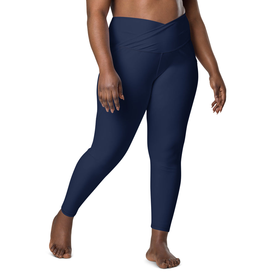 Women's-high-waisted-navy-blue-crossover-leggings-with-pockets