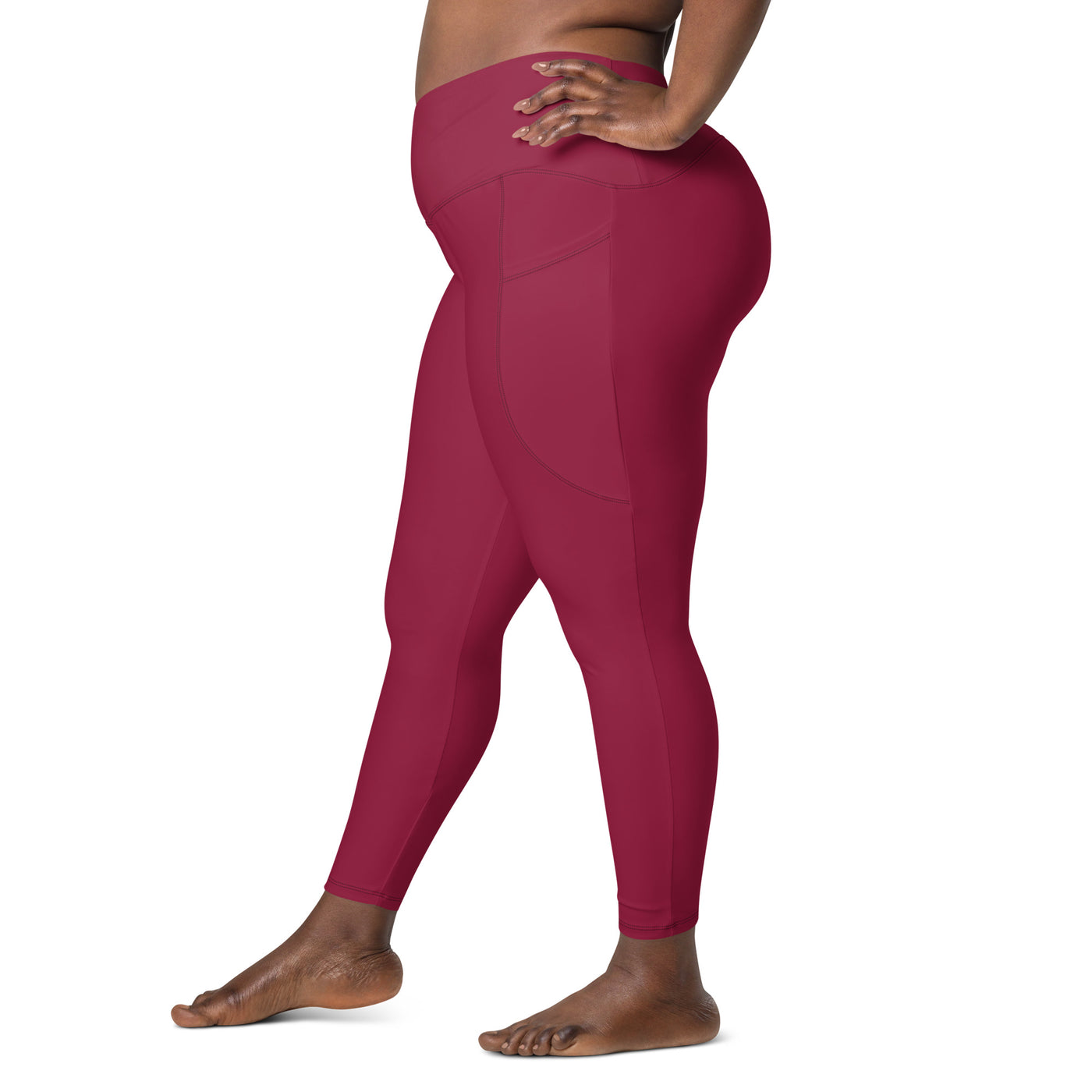 Women's-high-waisted-red-crossover-leggings-with-pockets