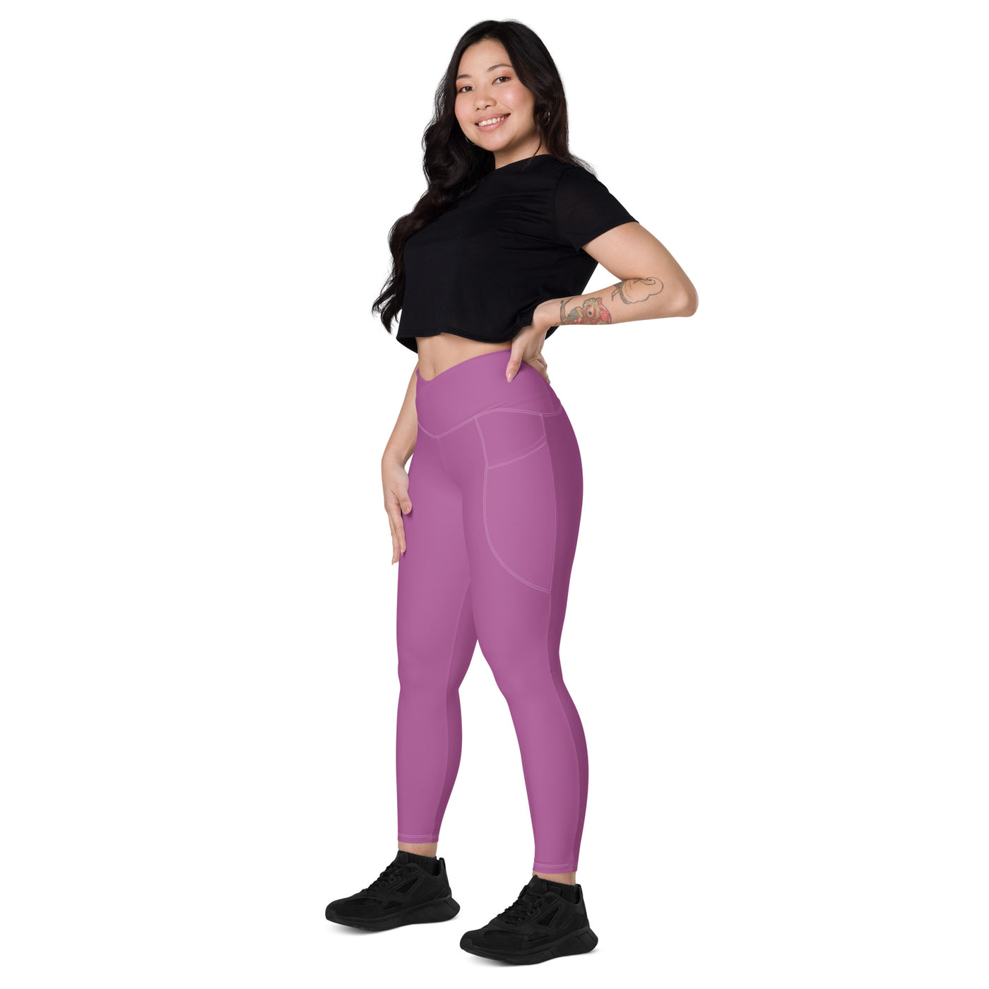 Orchid Oasis Crossover Leggings with Pockets