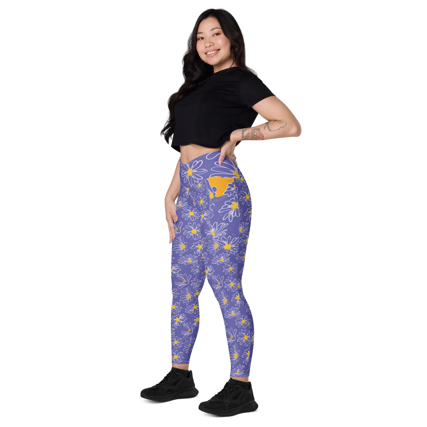 Women's-high-waisted-purple-floral-crossover-leggings-with-pockets