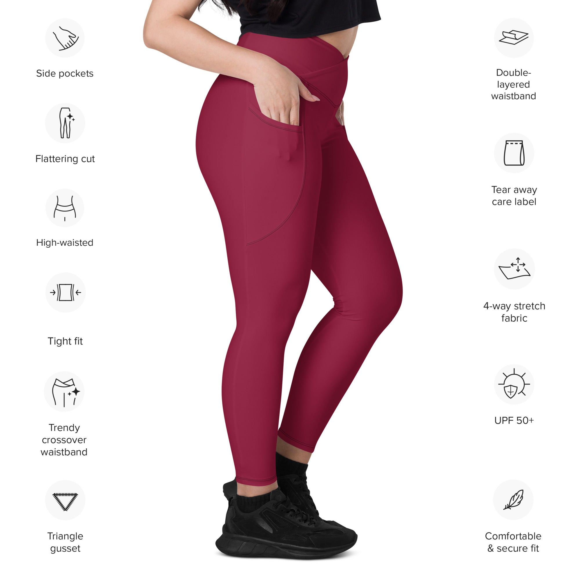 Women's-high-waisted-red-crossover-leggings-with-pockets