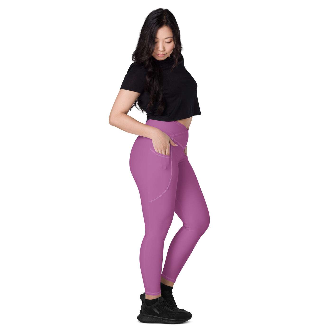 Orchid Oasis Crossover Leggings with Pockets
