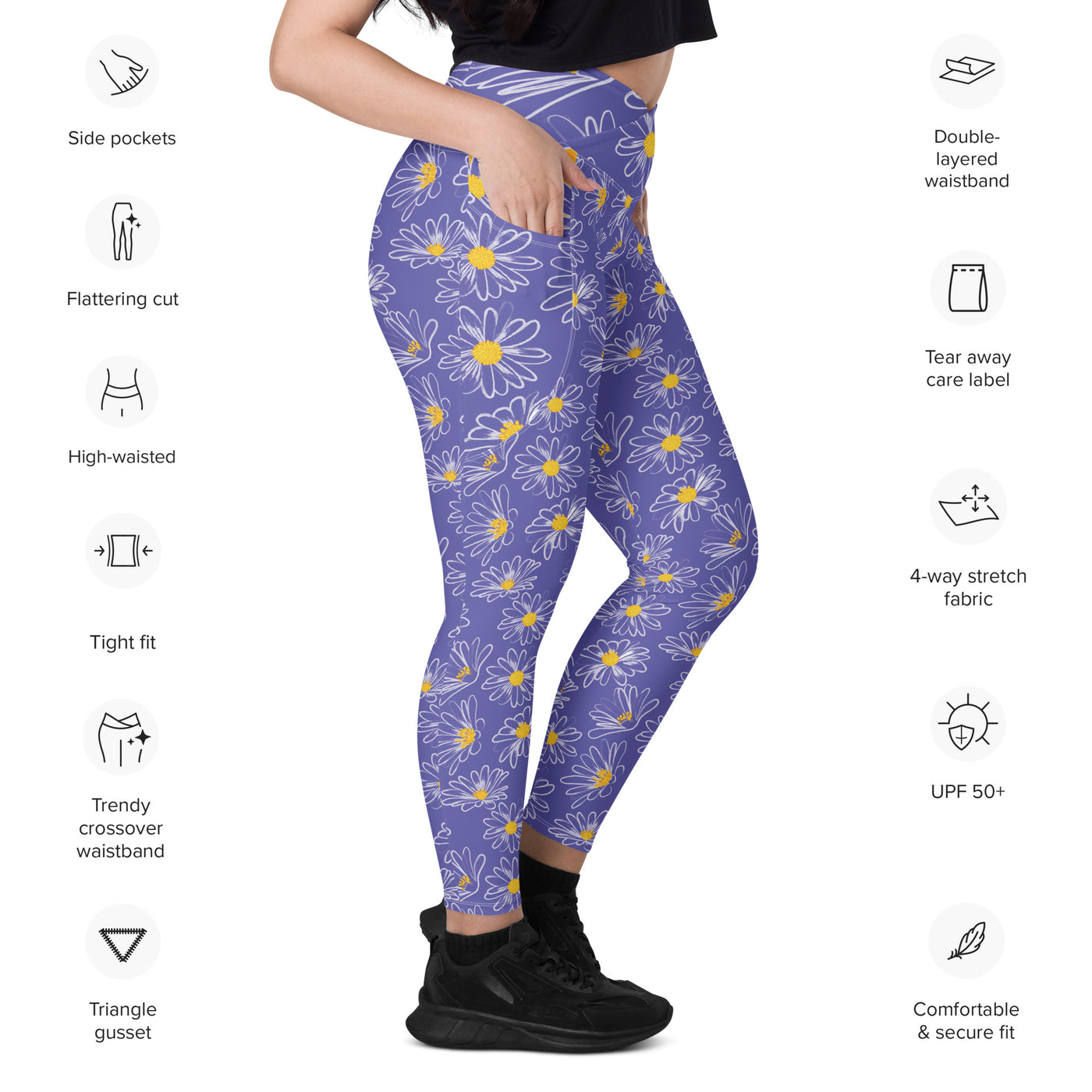 Women's-high-waisted-purple-floral-crossover-leggings-with-pockets