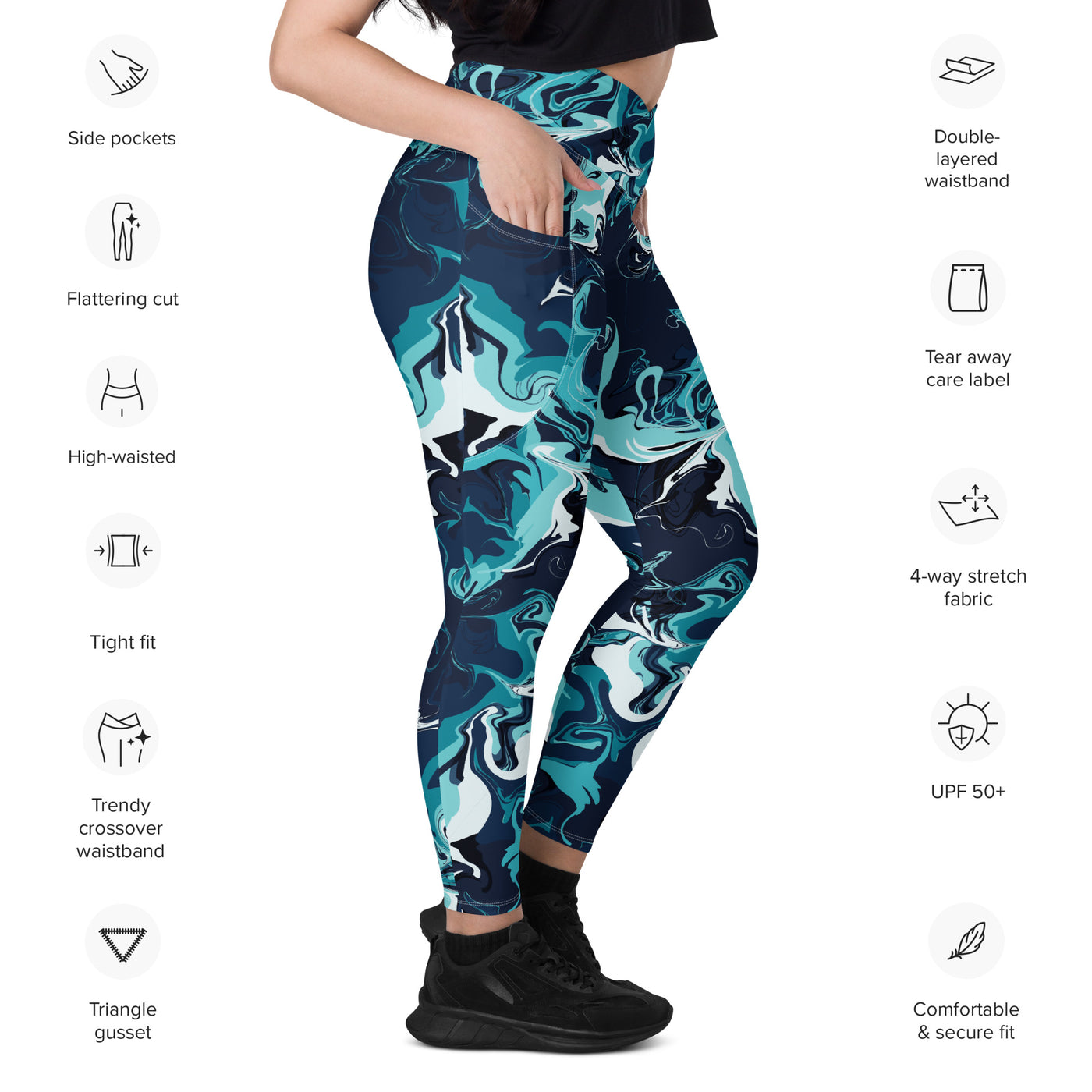 Women's-high-waisted-blue-multicolor-crossover-leggings-with-pockets