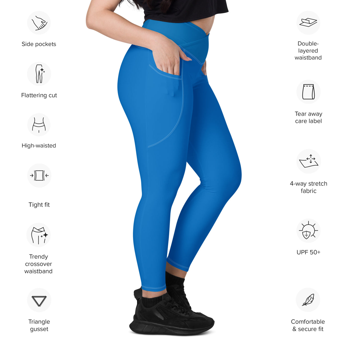 Women's-high-waisted-blue-crossover-leggings-with-pockets