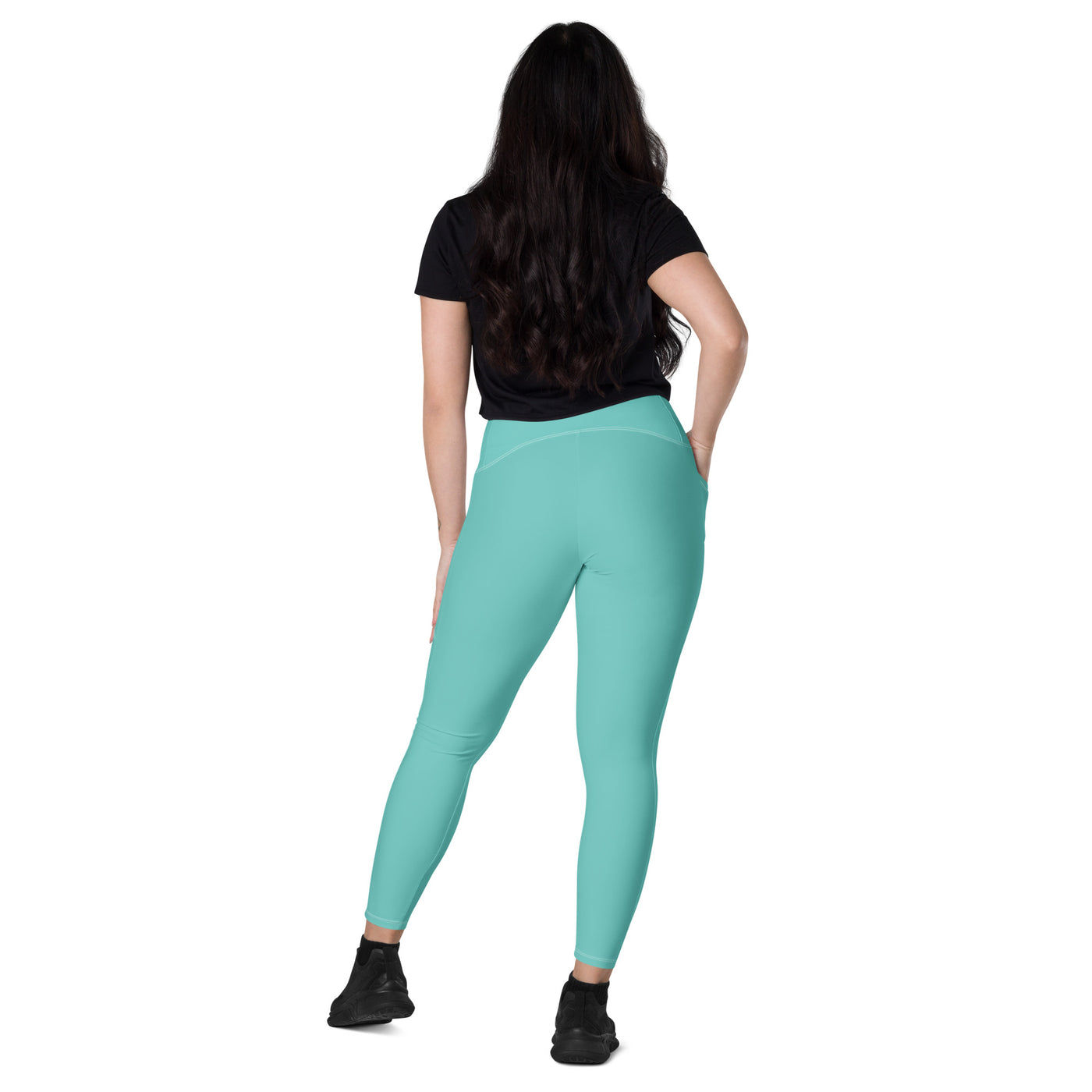 Women's-high-waisted-teal-leggings-with-pockets