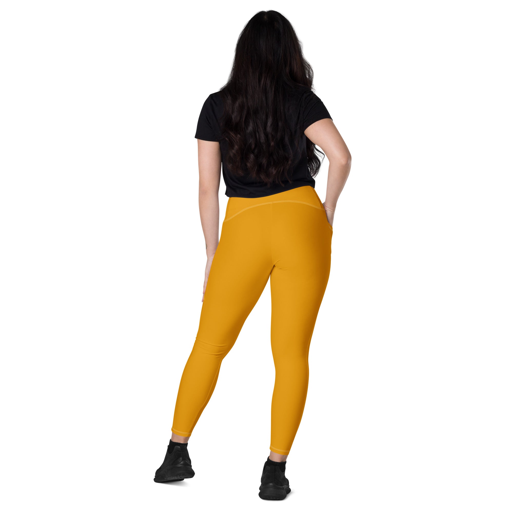 Women's-high-waisted-orange-leggings-with-pockets