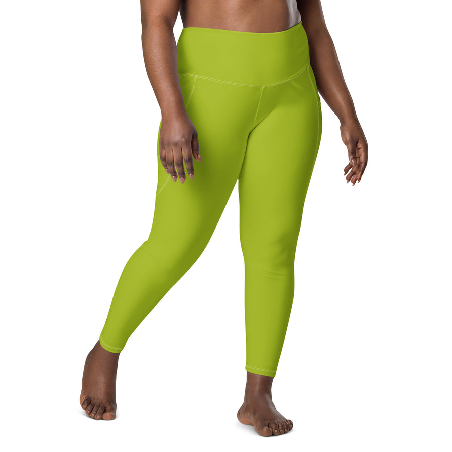 Women's-high-waisted-green-leggings-with-pockets