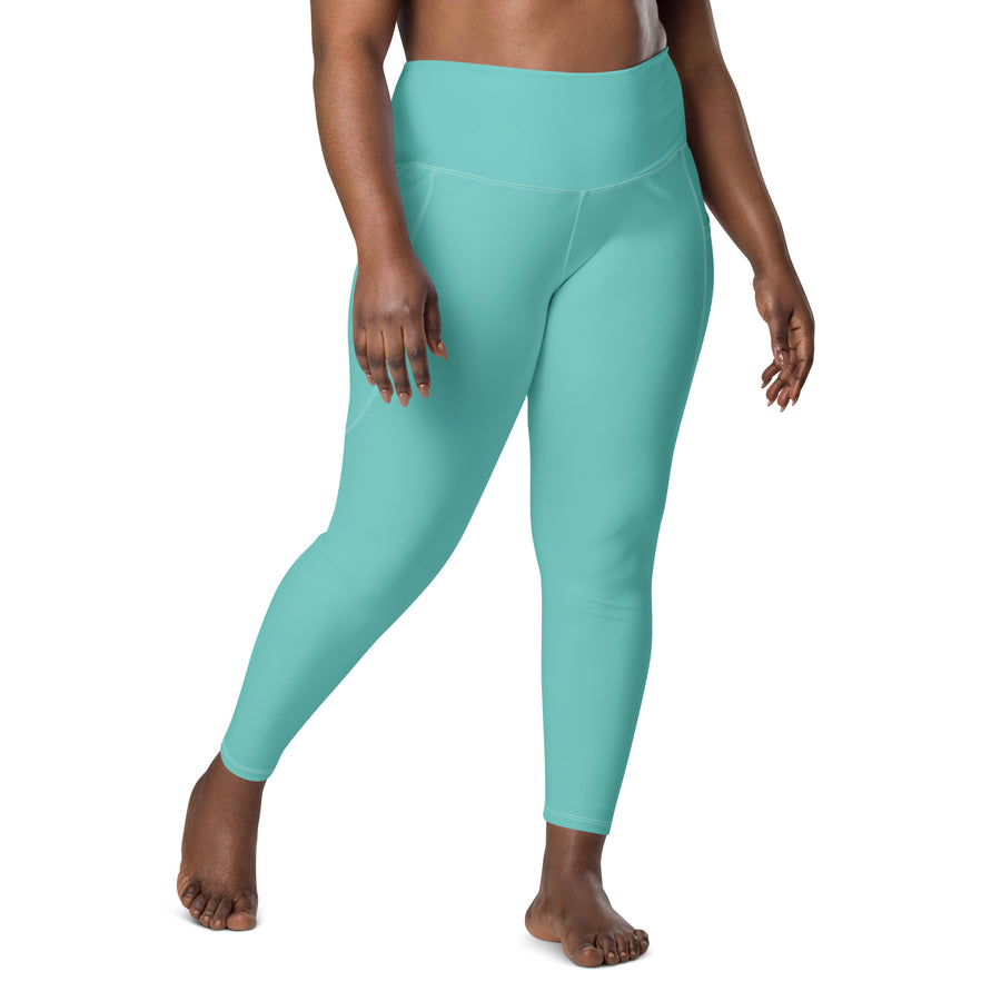 Women's-high-waisted-teal-leggings-with-pockets