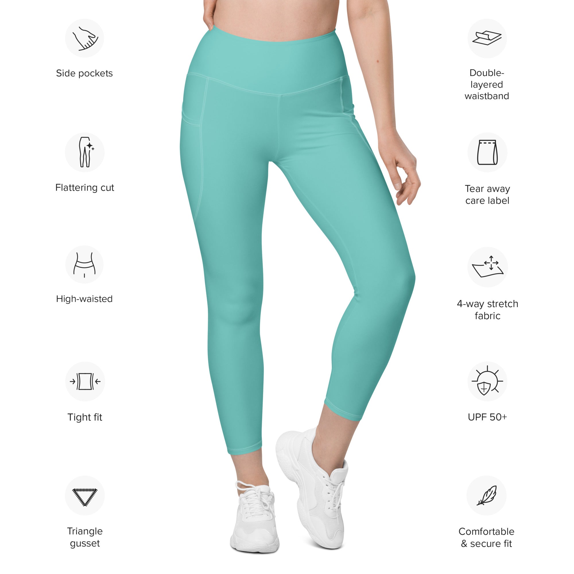 Women's-high-waisted-teal-leggings-with-pockets