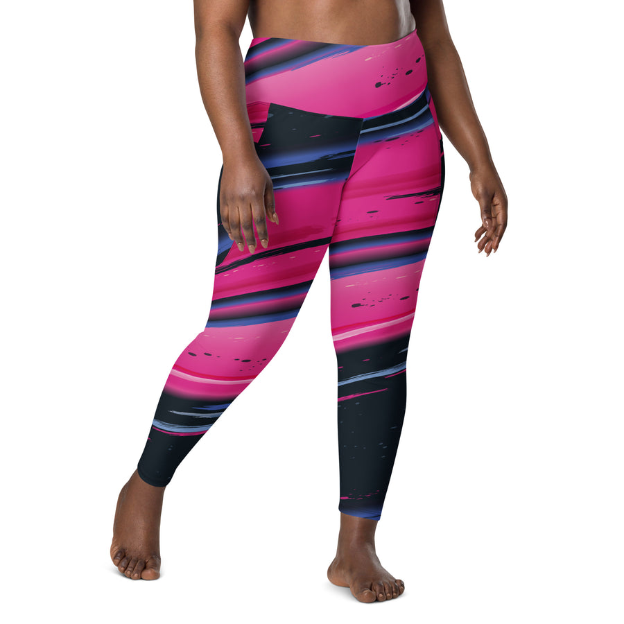 Women's-high-waisted-pink-blue-black-multicolor-leggings-with-pockets