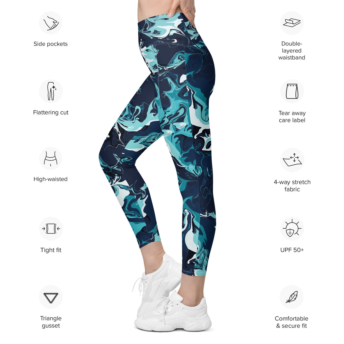 Women's-high-waisted-blue-multicolor-leggings-with-pockets