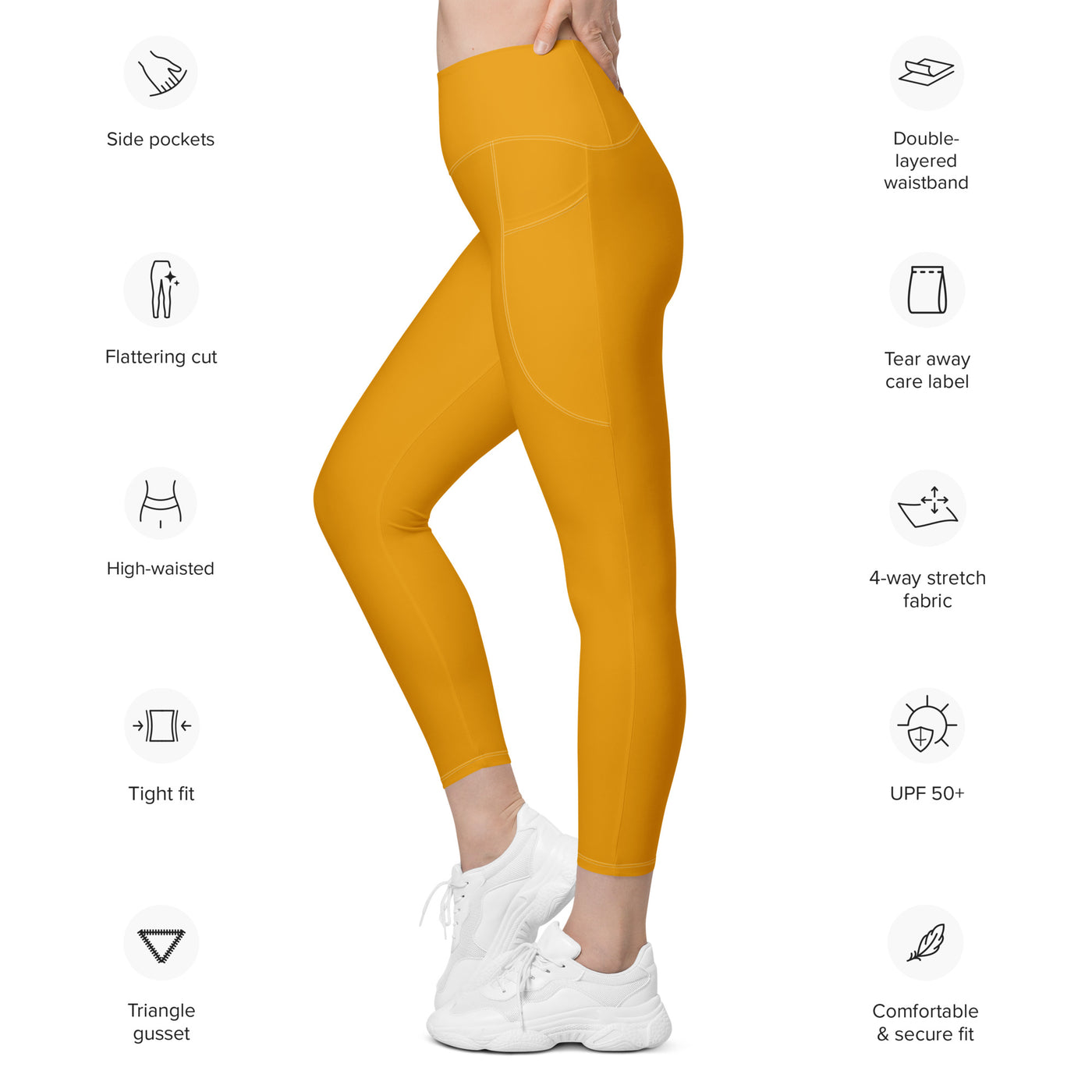 Women's-high-waisted-orange-leggings-with-pockets