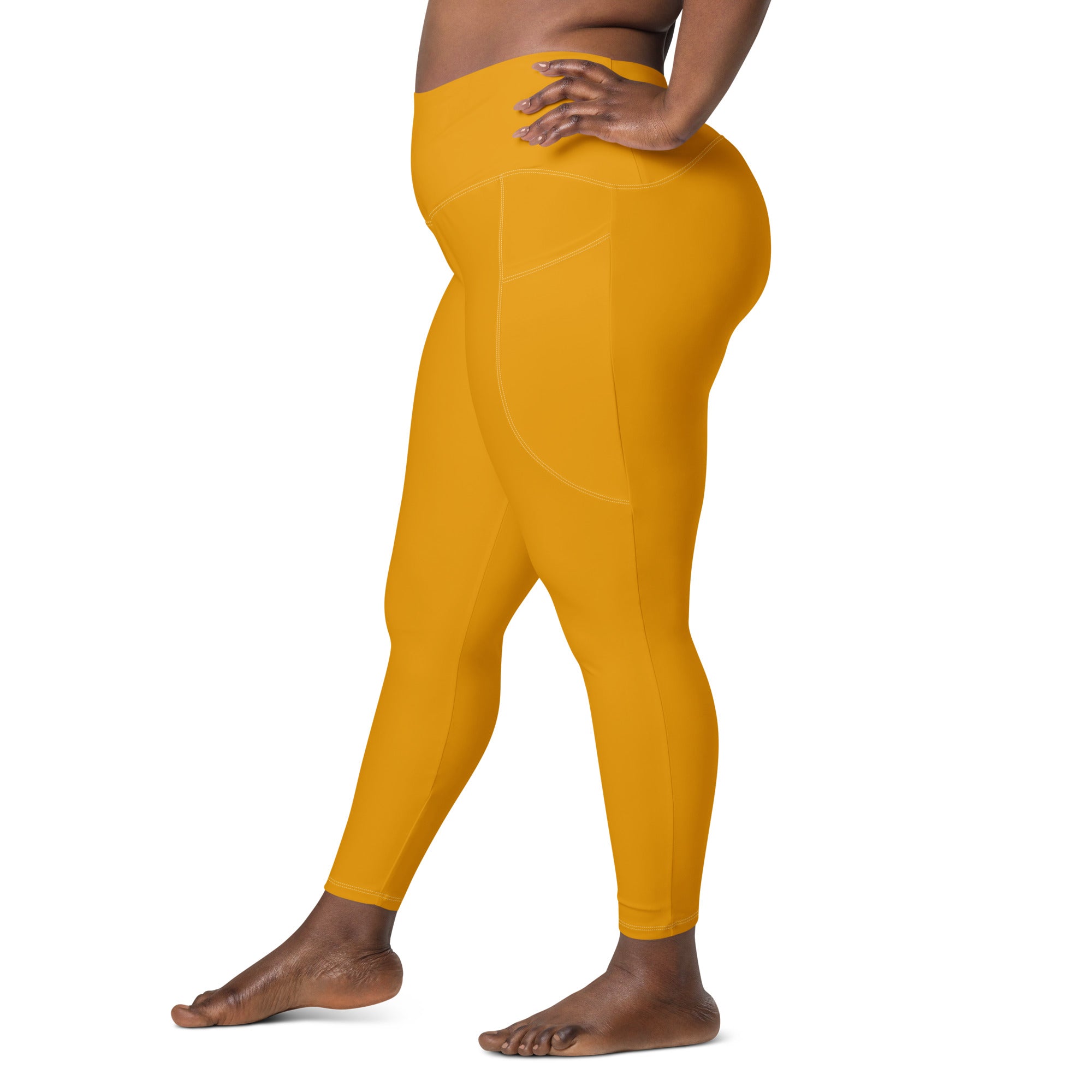 Women's-high-waisted-orange-leggings-with-pockets