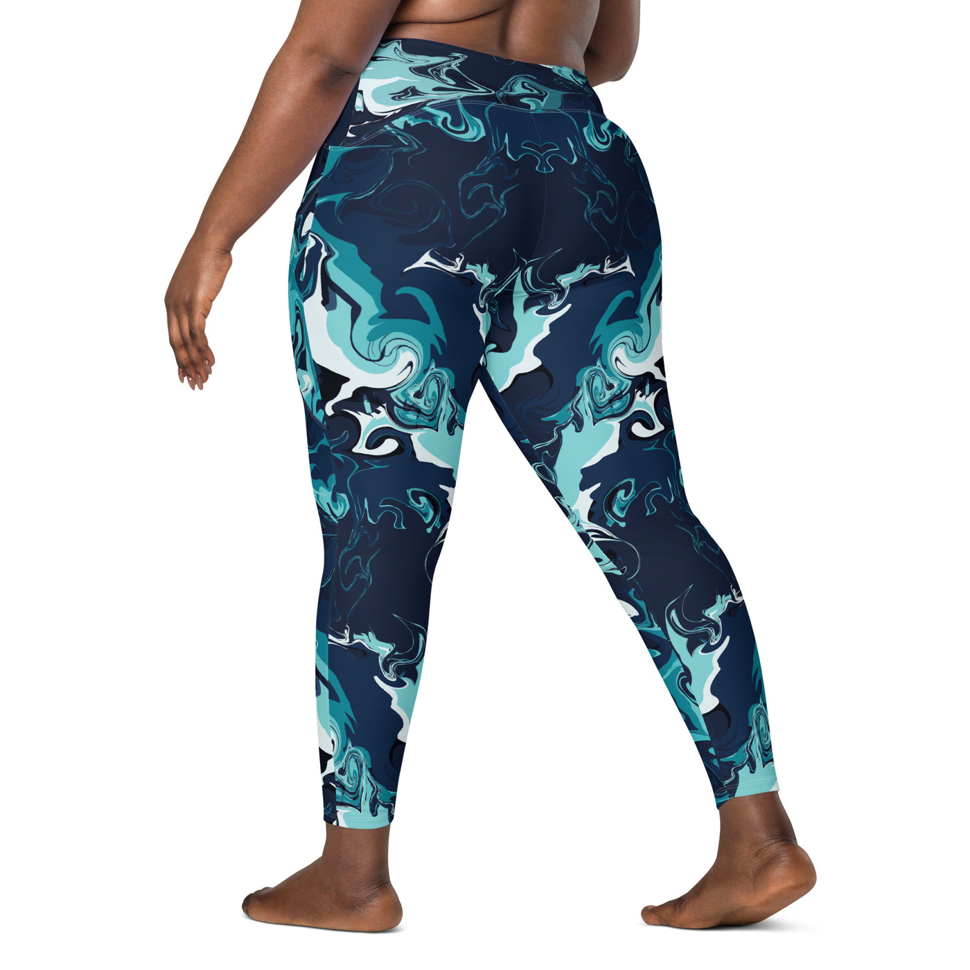 Women's-high-waisted-blue-multicolor-leggings-with-pockets