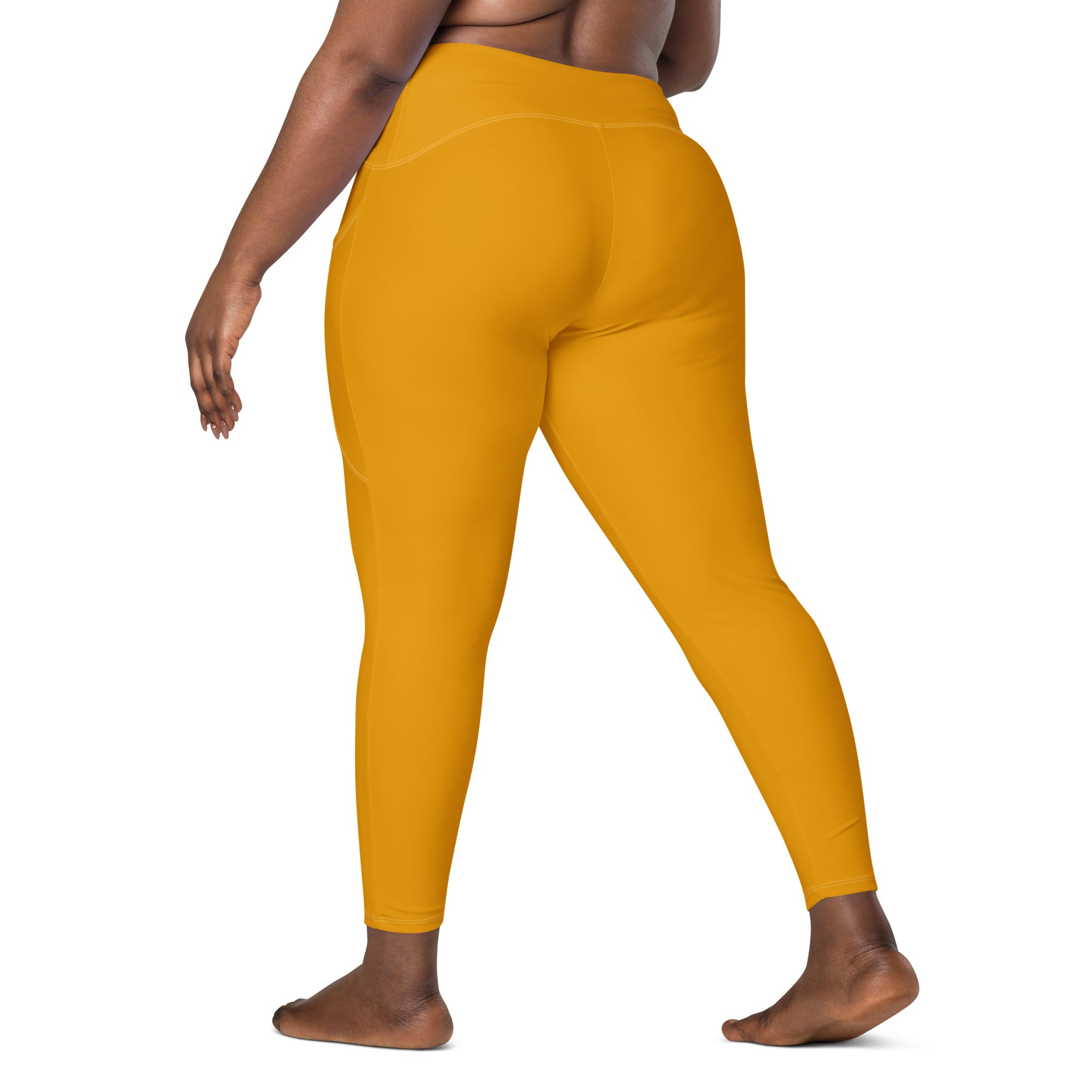 Women's-high-waisted-orange-leggings-with-pockets