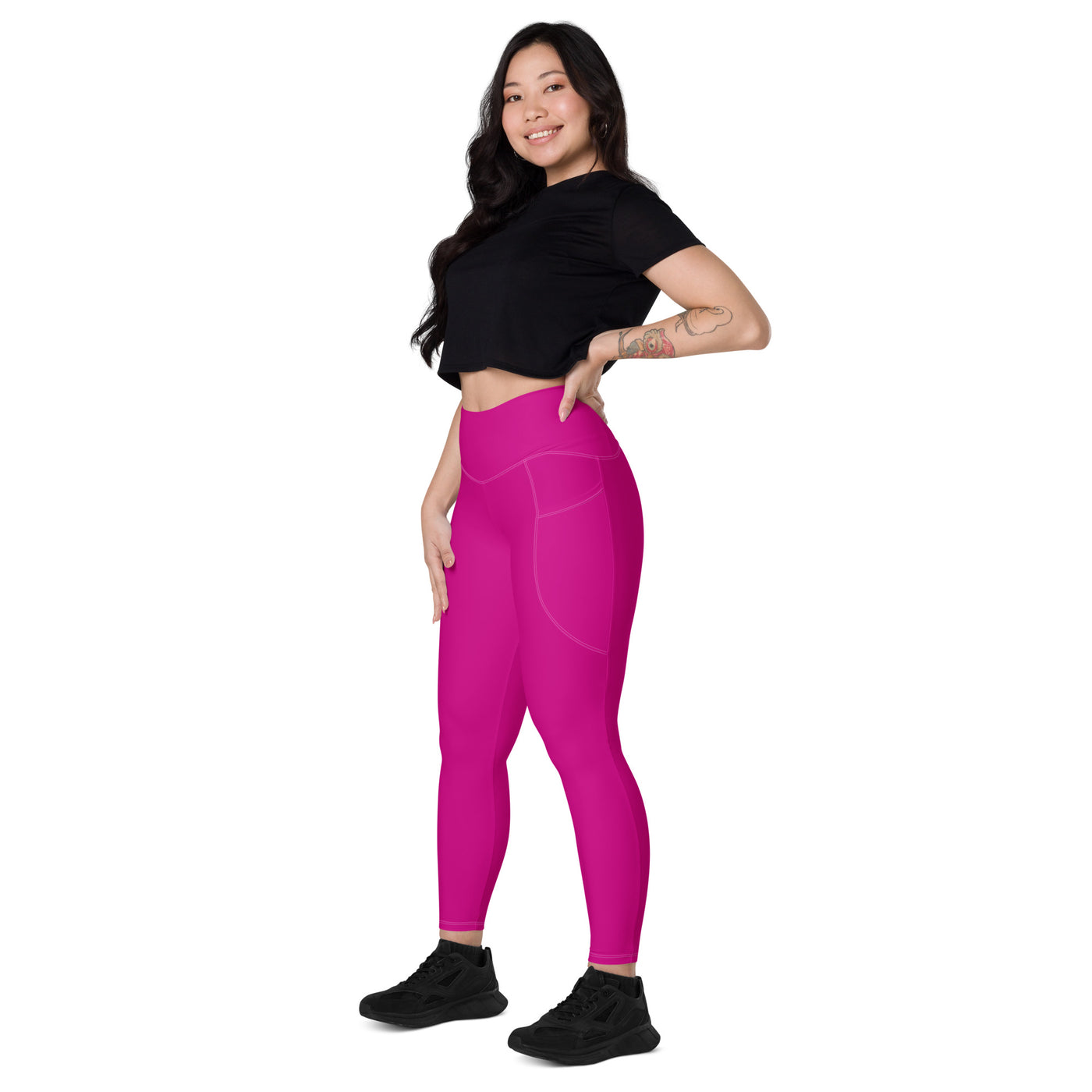 Women's-high-waisted-pink-leggings-with-pockets