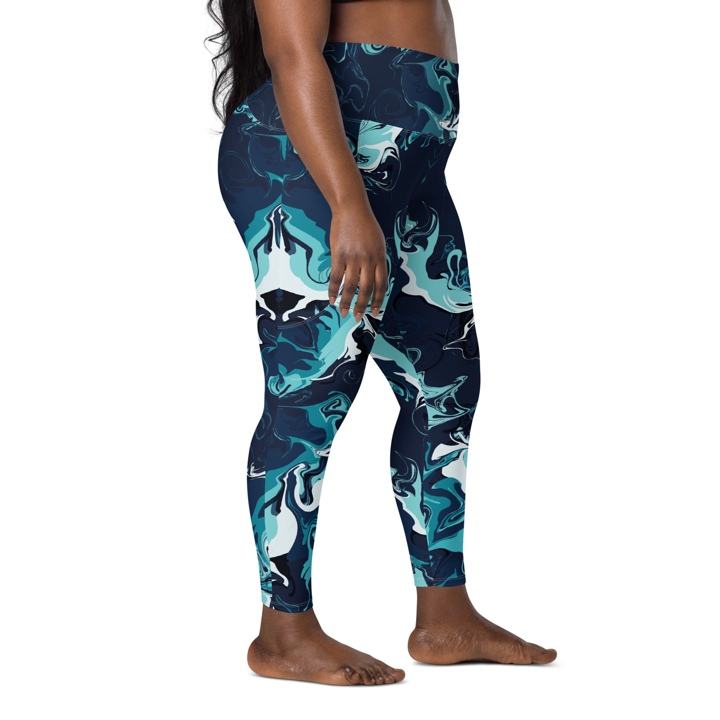 Women's-high-waisted-blue-multicolor-leggings-with-pockets