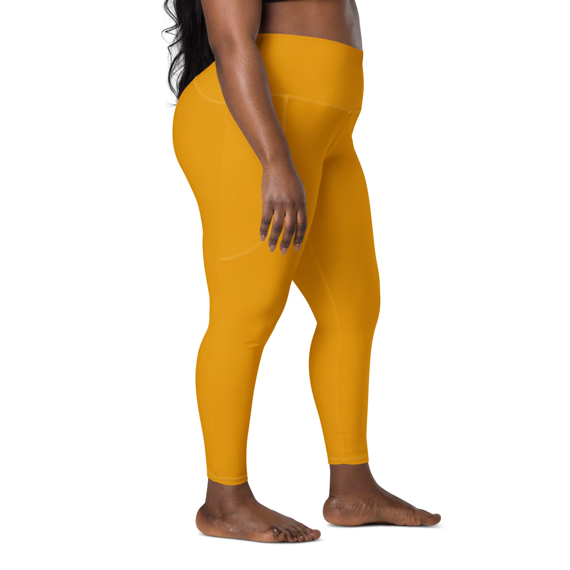 Women's-high-waisted-orange-leggings-with-pockets