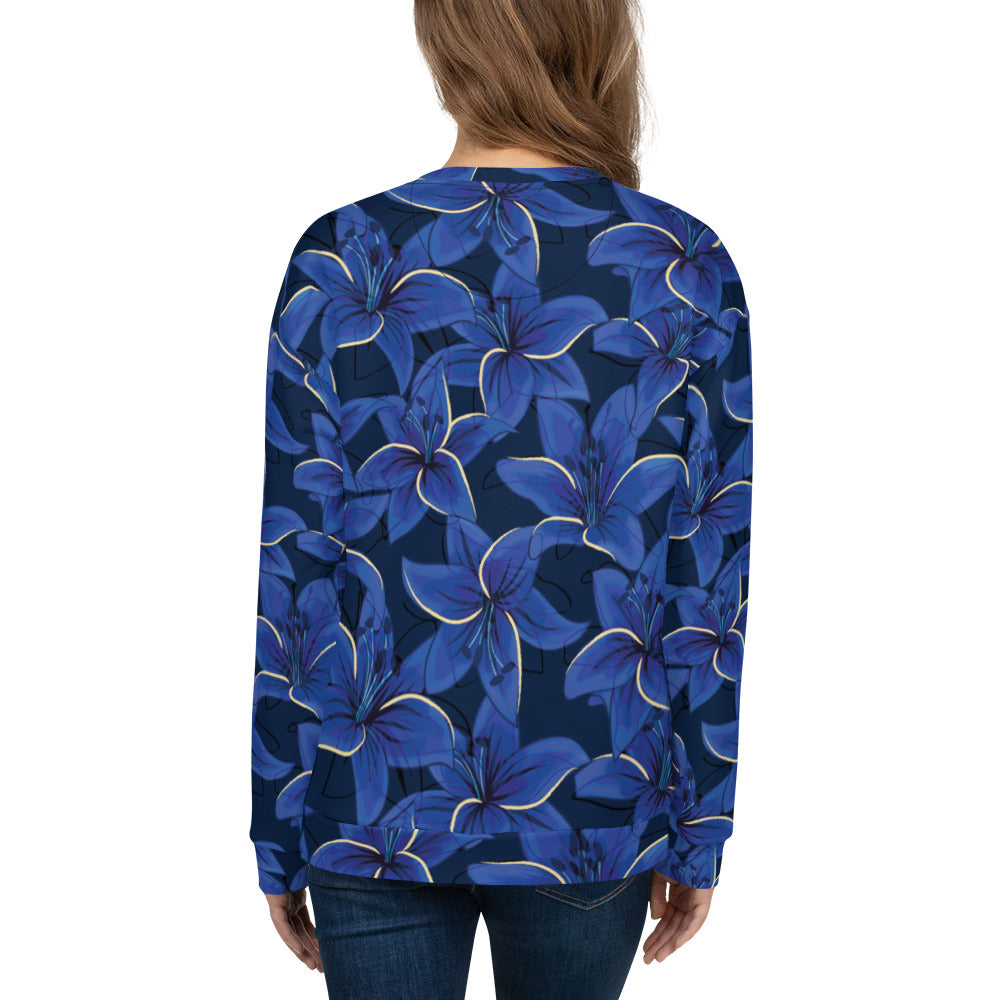 Women's-cozy-warm-navy-blue-floral-sweatshirt