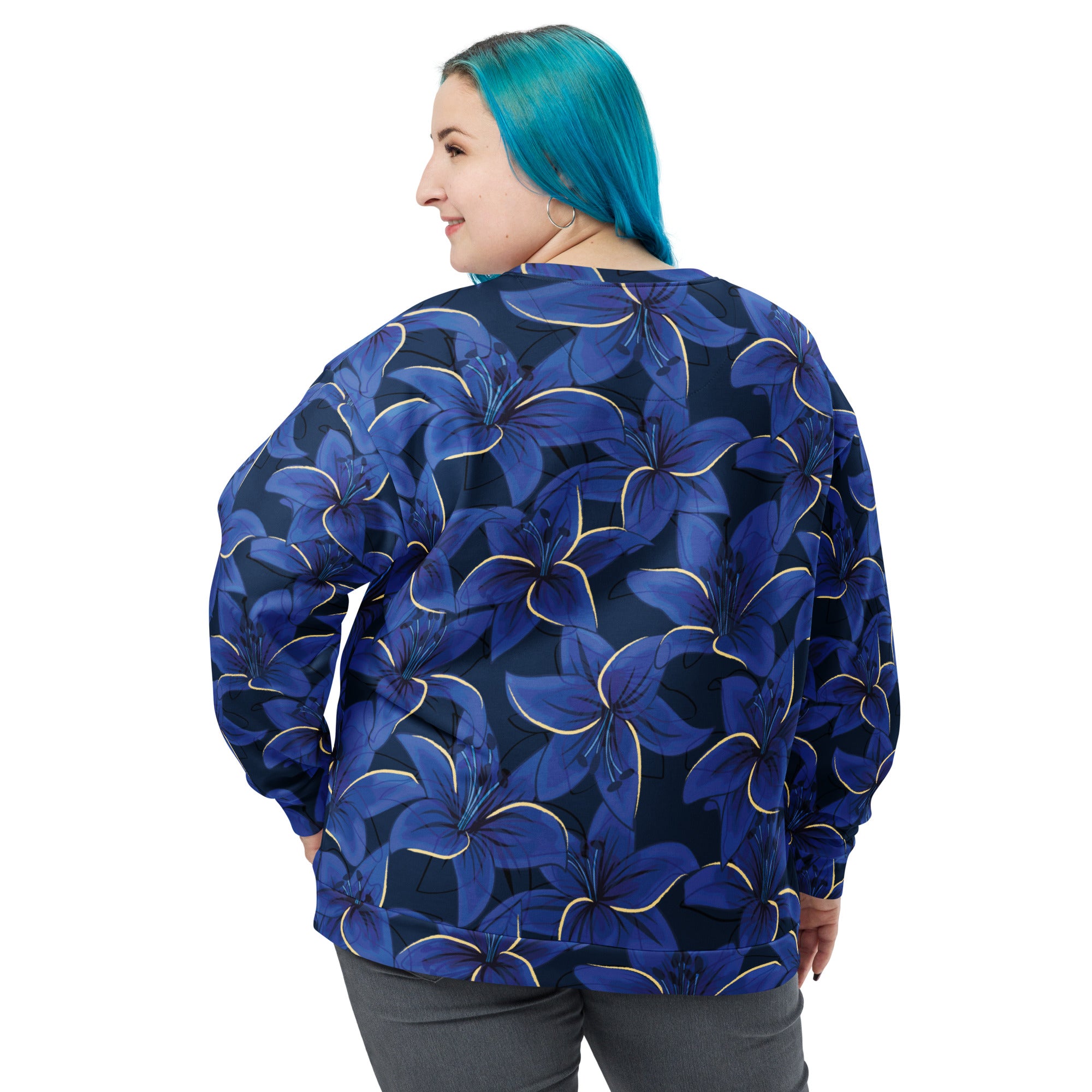 Women's-cozy-warm-navy-blue-floral-sweatshirt