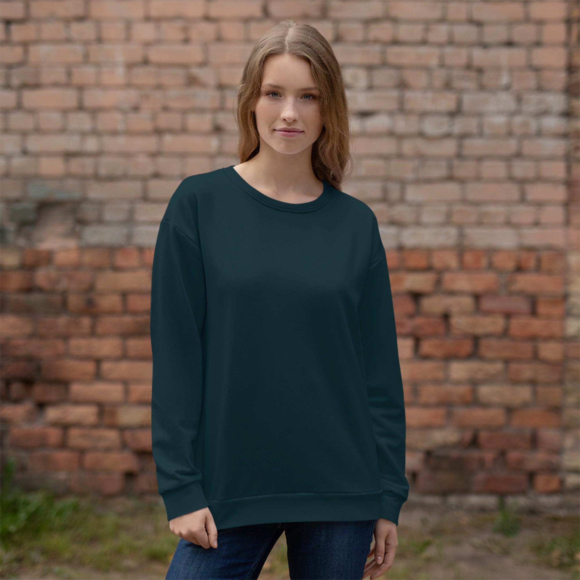 Women's-cozy-warm-dark-green-sweatshirt