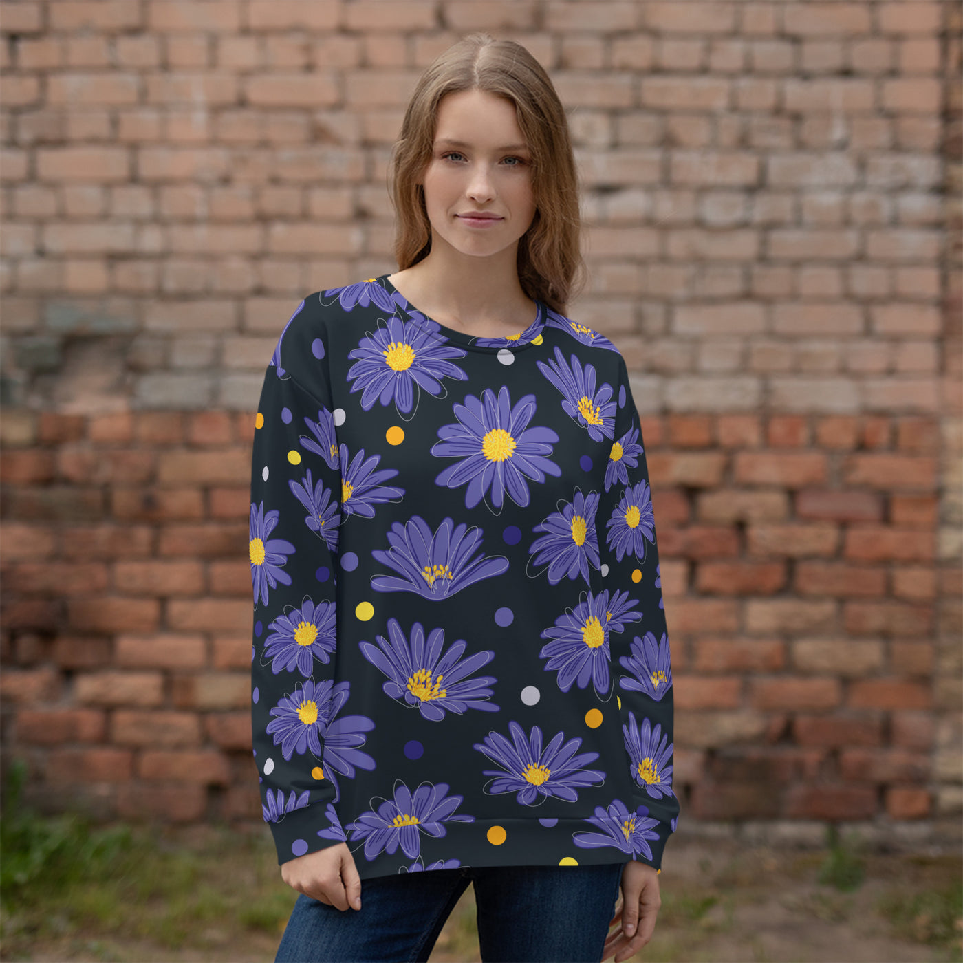 Women's-cozy-warm-black-floral-sweatshirt