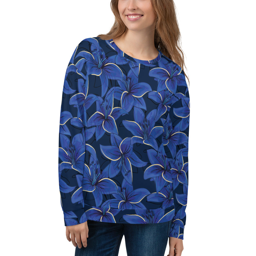 Women's-cozy-warm-navy-blue-floral-sweatshirt