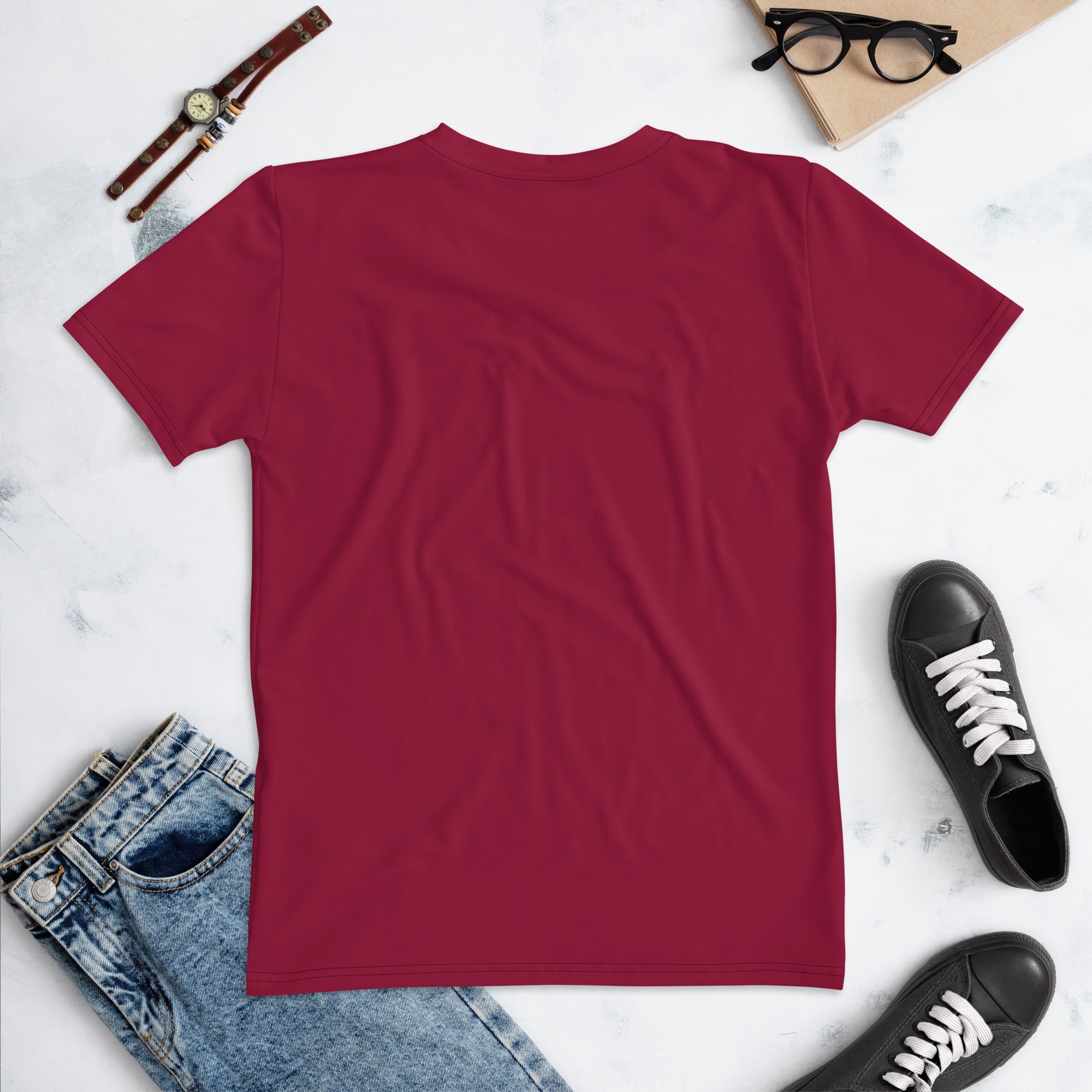 Women's-moisture-wicking-red-tee