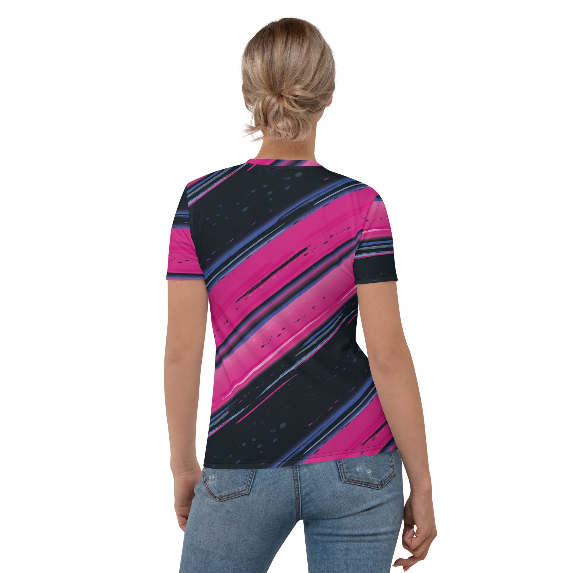 Women's-moisture-wicking-pink-blue-black-multicolor-tee