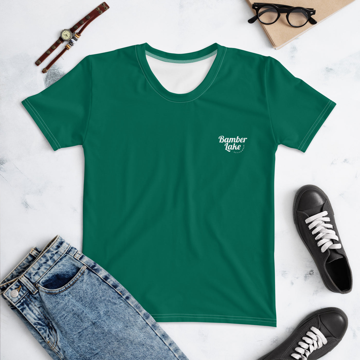 Women's-moisture-wicking-green-tee